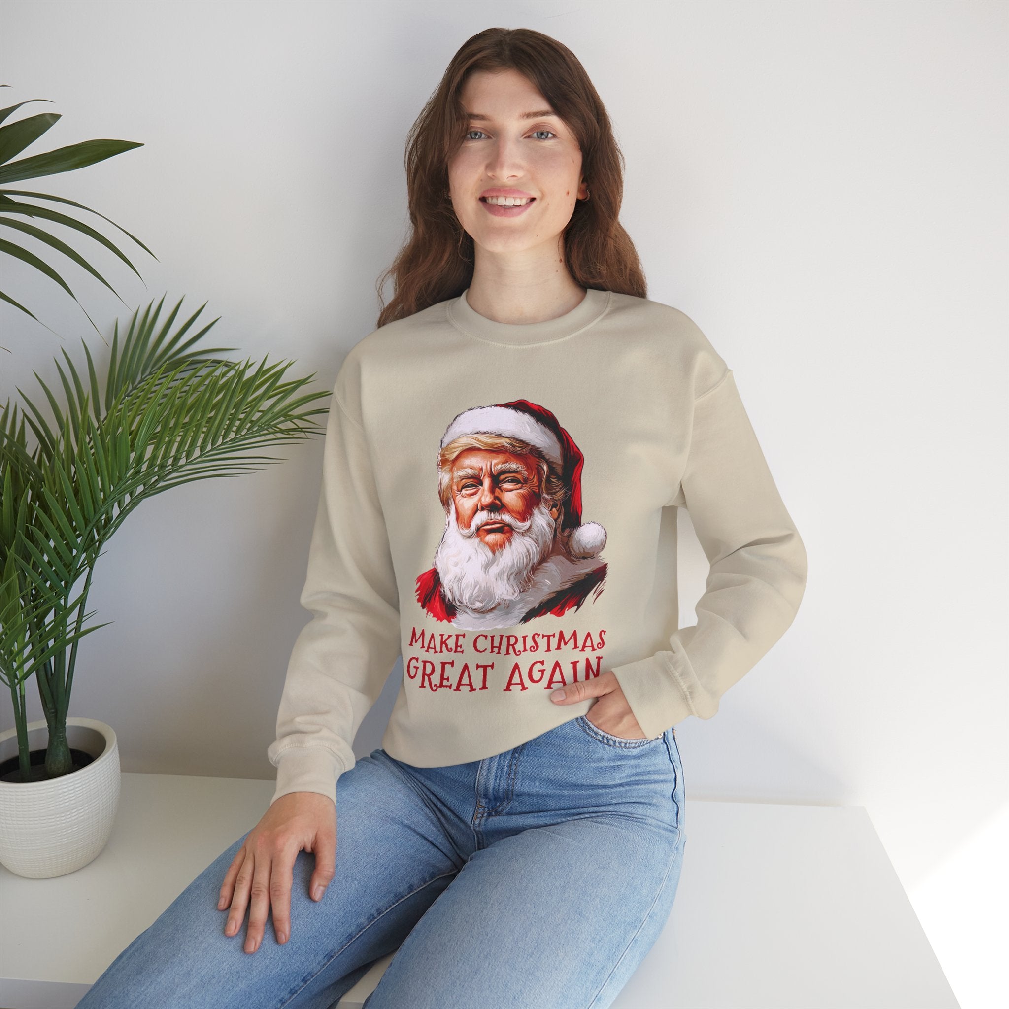 Trump Santa Face Illustration Make Christmas Great Again Sweatshirt