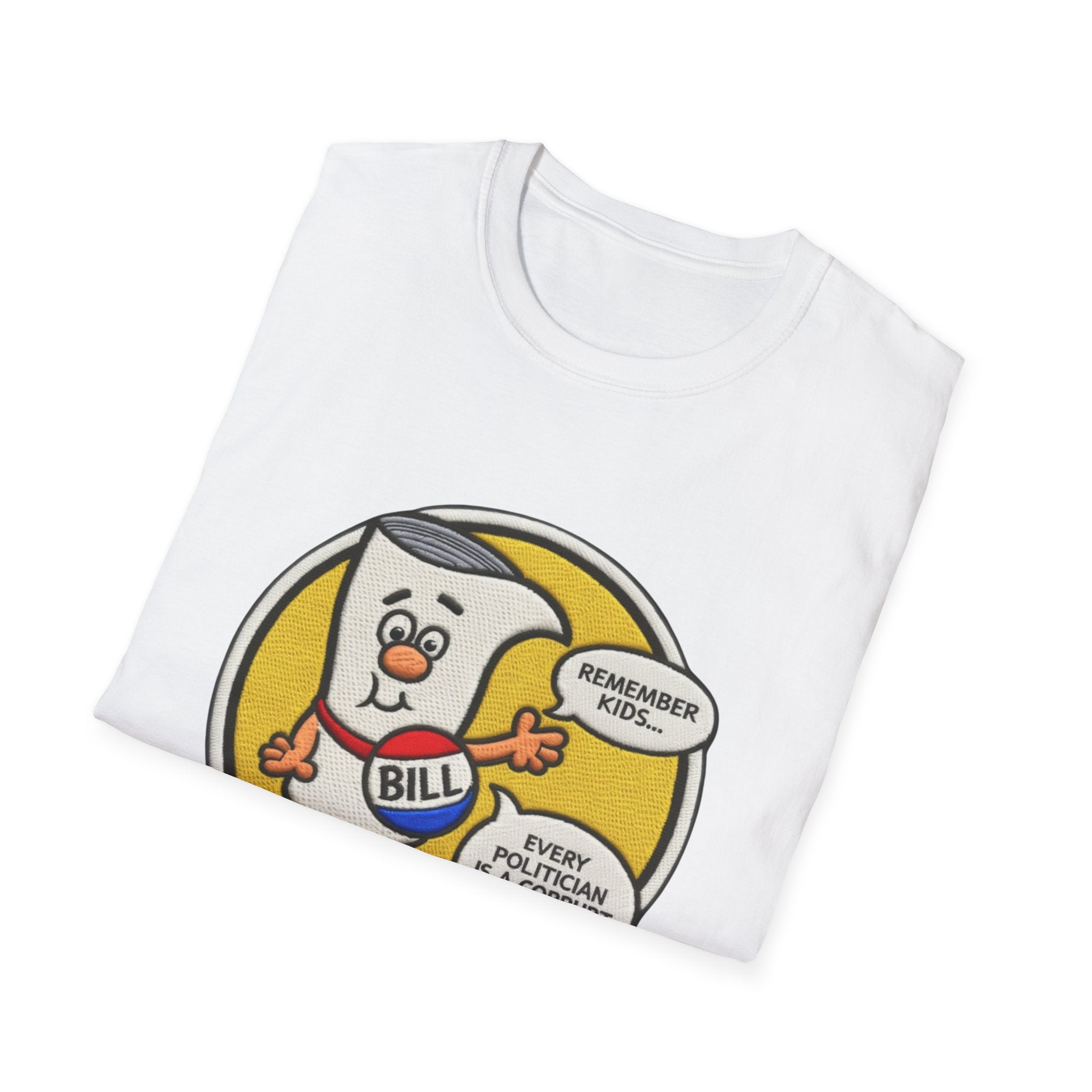 Im a Just a Bill on Capital Hill Cartoon Scroll Character T-Shirt | All Politicians are Liars Political Satire, Retro Comic Style
