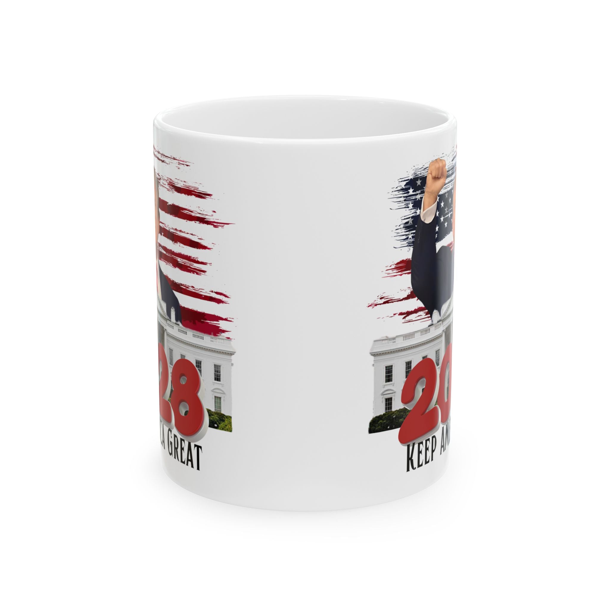 2028 Keep America Great Mug | Patriotic Flag White House Illustration #Trump