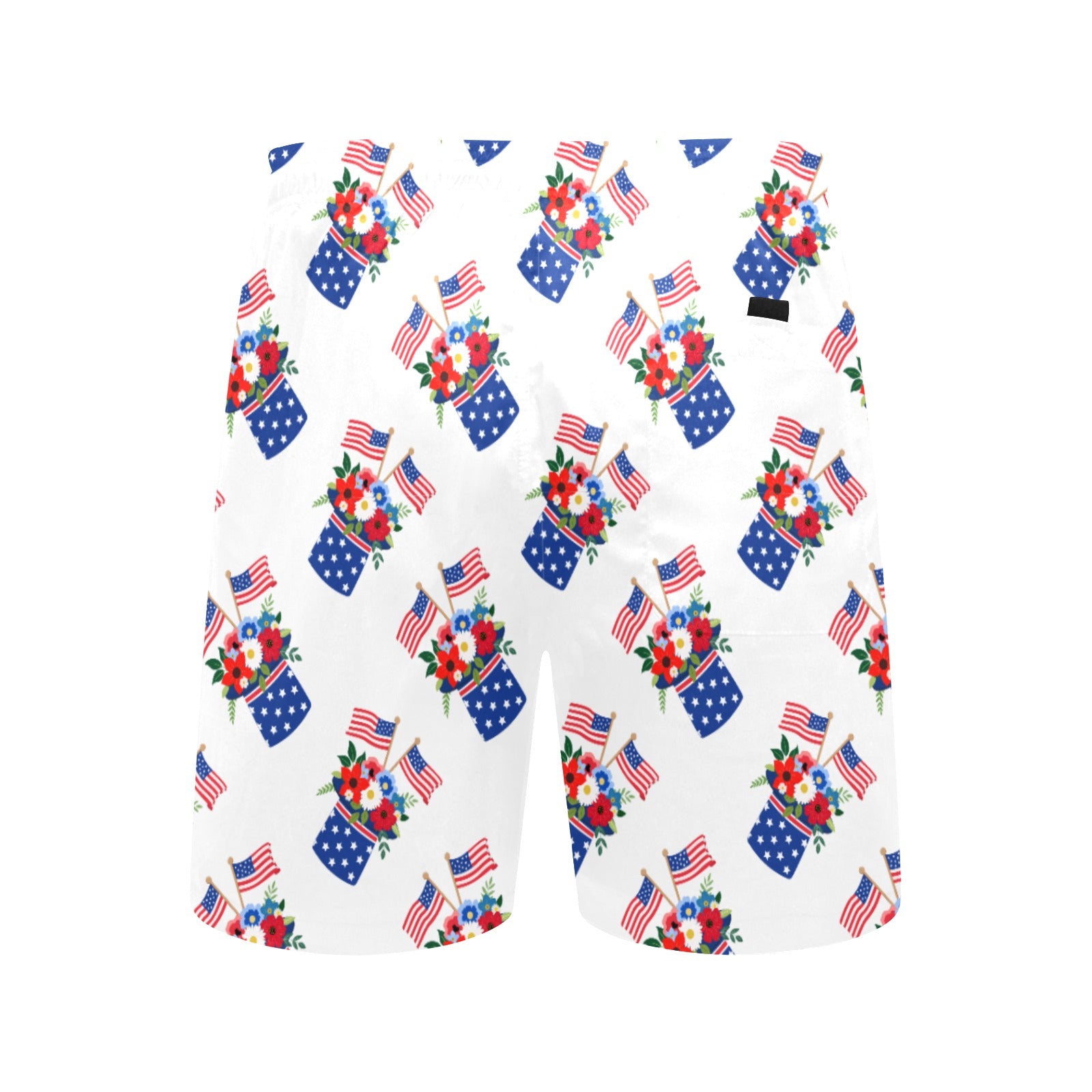 Red White Blue Celebration Men's Mid-Length Beach Shorts Free Shipping USA