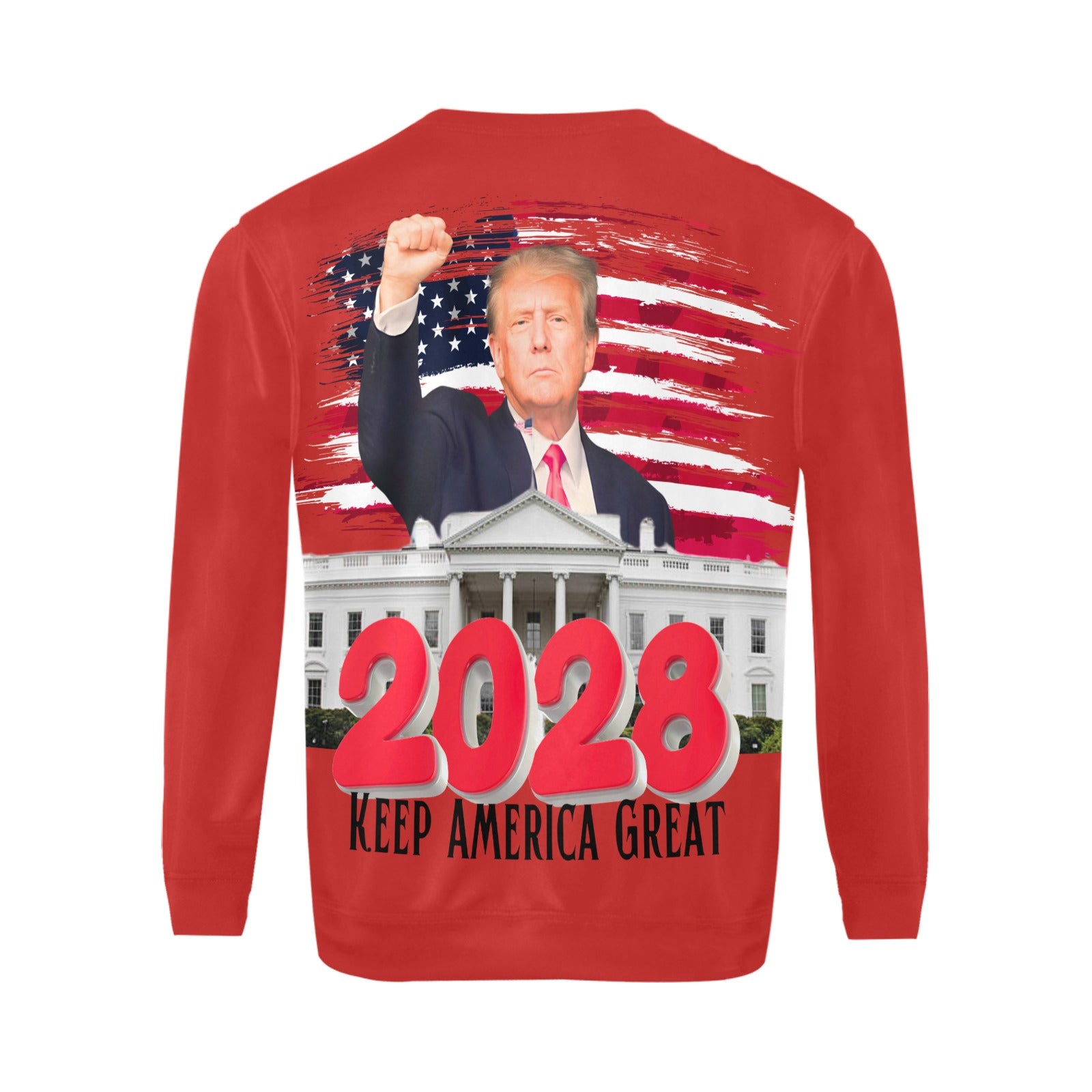 Keep America Great Trump 2028 Men's crew neck sweatshirt Free Shipping in the USA
