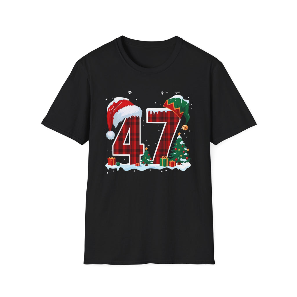 Trump 47 Christmas T-Shirt | Santa Hat, Elf Hat, Holiday Tree Design