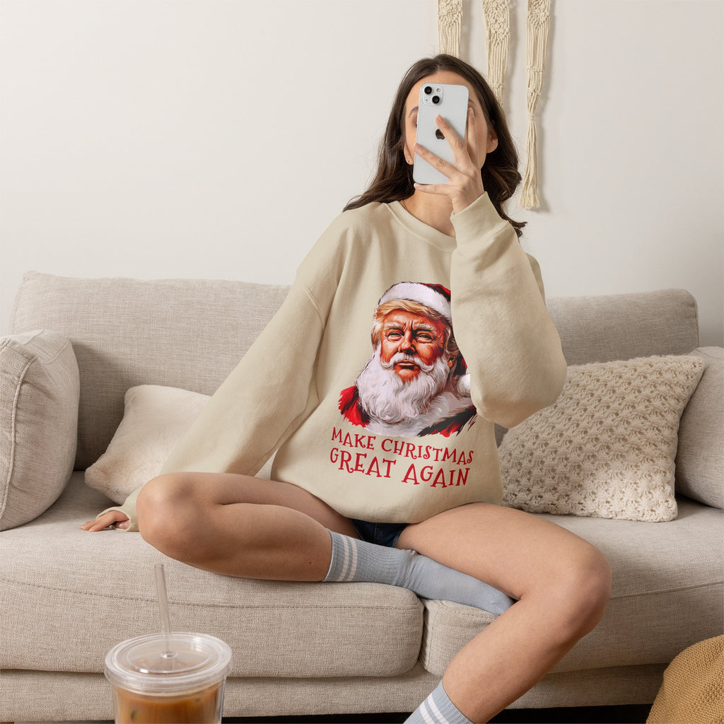 Trump Santa Face Illustration Make Christmas Great Again Sweatshirt
