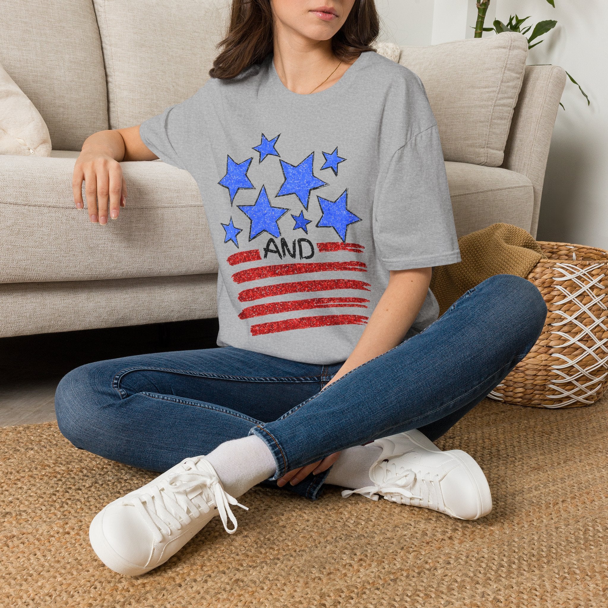 American Flag T-Shirt - Blue Stars & Stripes Patriotic Tee
