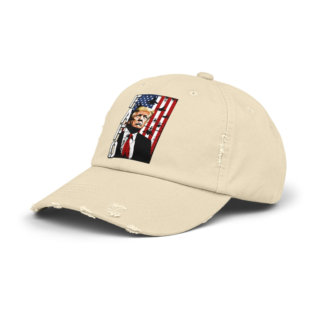 FAFO Portrait Cap | Distressed Black Hat, American Flag Design