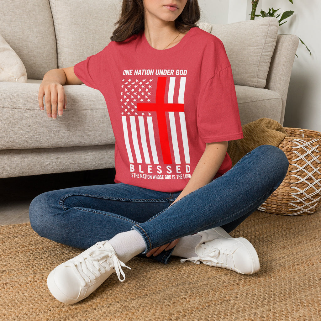 Christian Faith Mens Womans Softstyle T-Shirt | One Nation Under God | American Flag Tee | Religious Apparel | Inspirational Gift