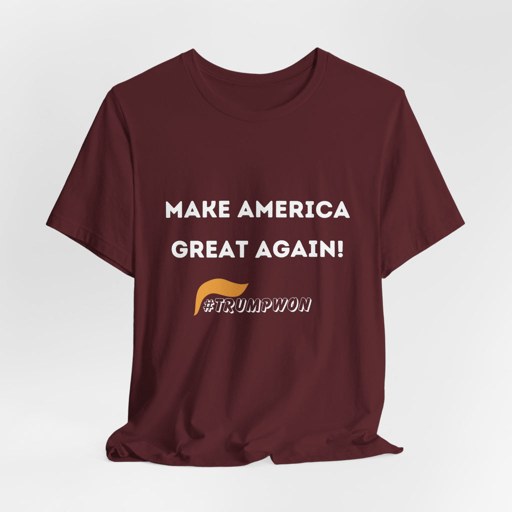 Make America Great Again #TrumpWon Mens Womans Jersey Short Sleeve Tee, Election Tee, Political Shirt, Patriotic Apparel, American Flag Clothing