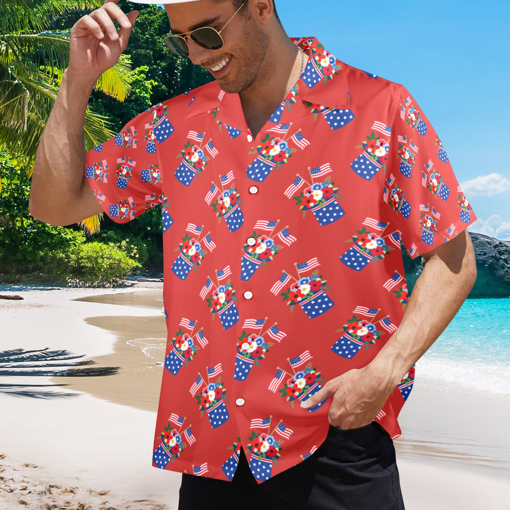 Red White Blue Celebration Men's All Over Print Shirt Made In USA Ships to USA Only Free Shipping
