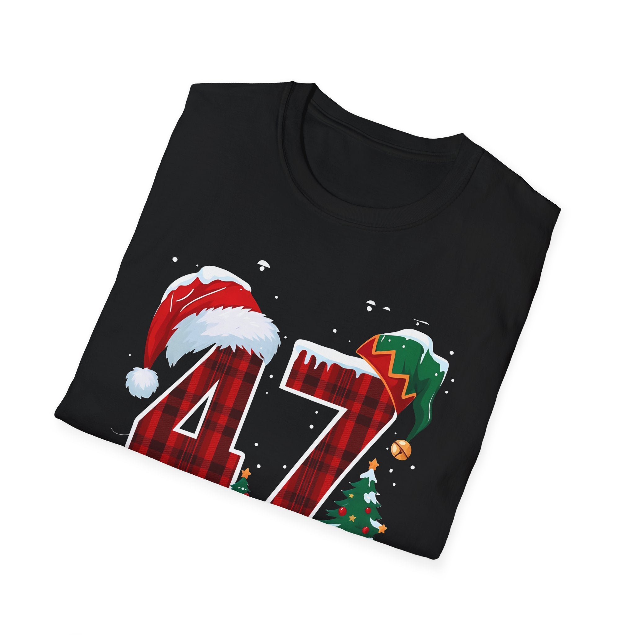Trump 47 Christmas T-Shirt | Santa Hat, Elf Hat, Holiday Tree Design