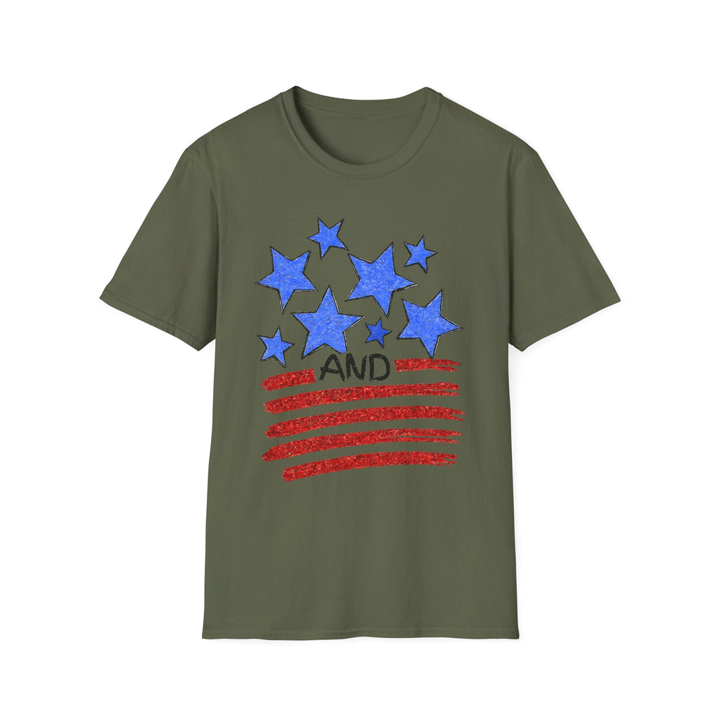 American Flag T-Shirt - Blue Stars & Stripes Patriotic Tee