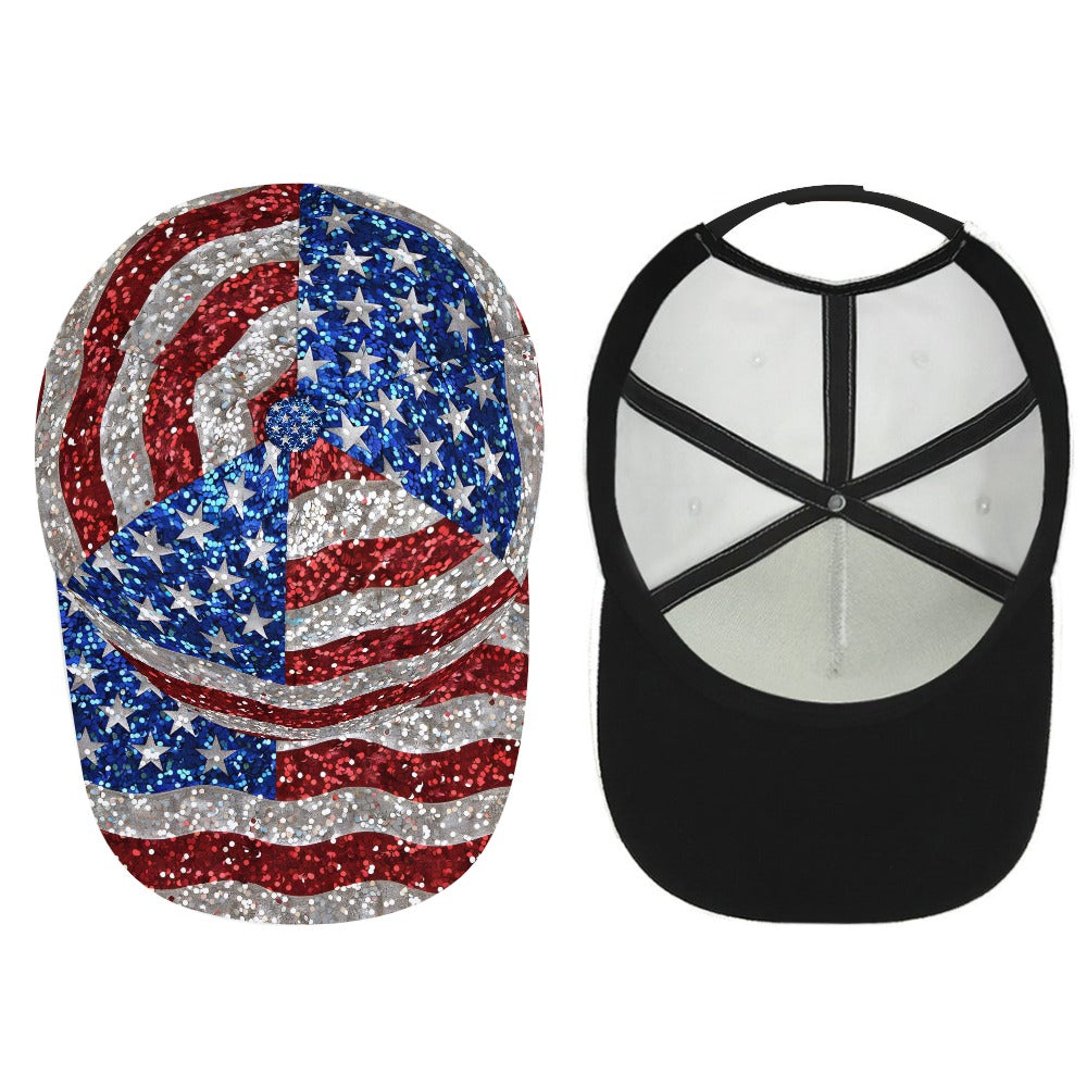 Stars and Strips Glittered Baseball Cap