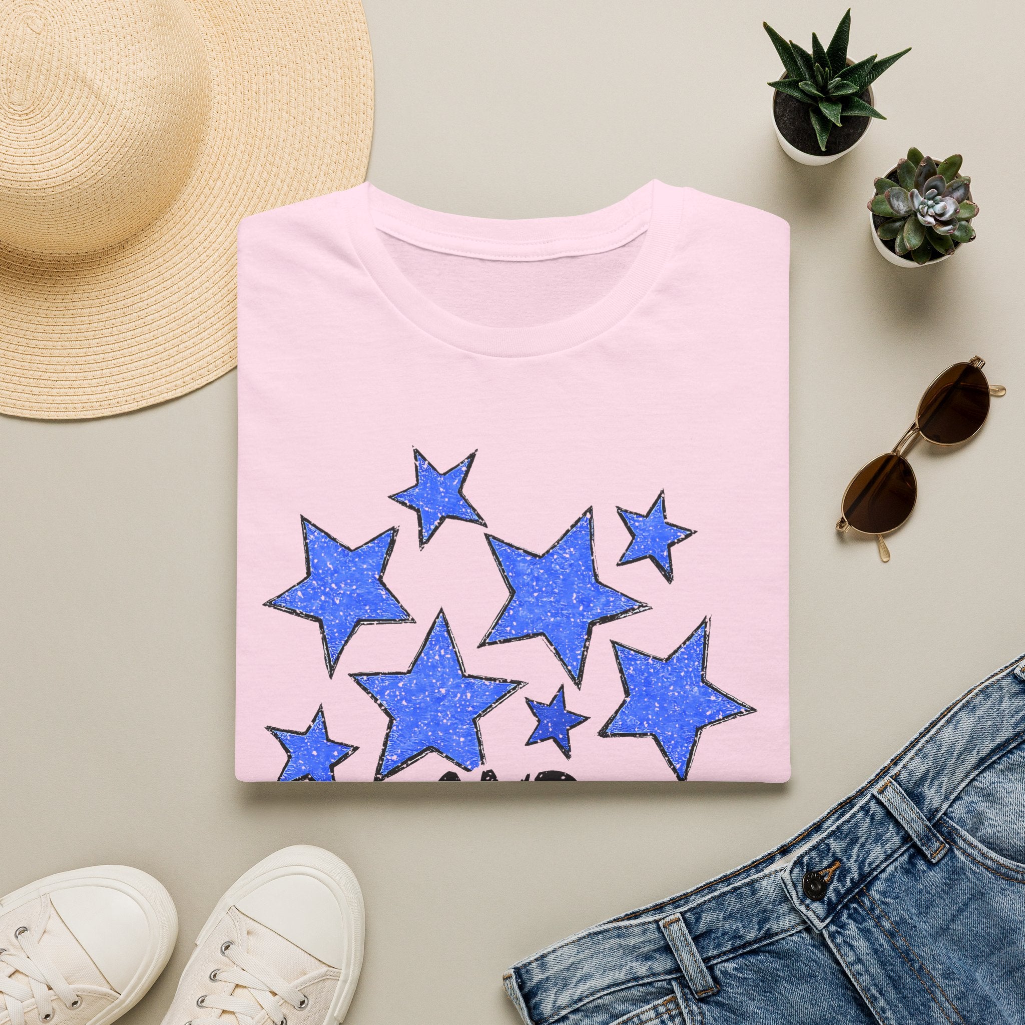 American Flag T-Shirt - Blue Stars & Stripes Patriotic Tee