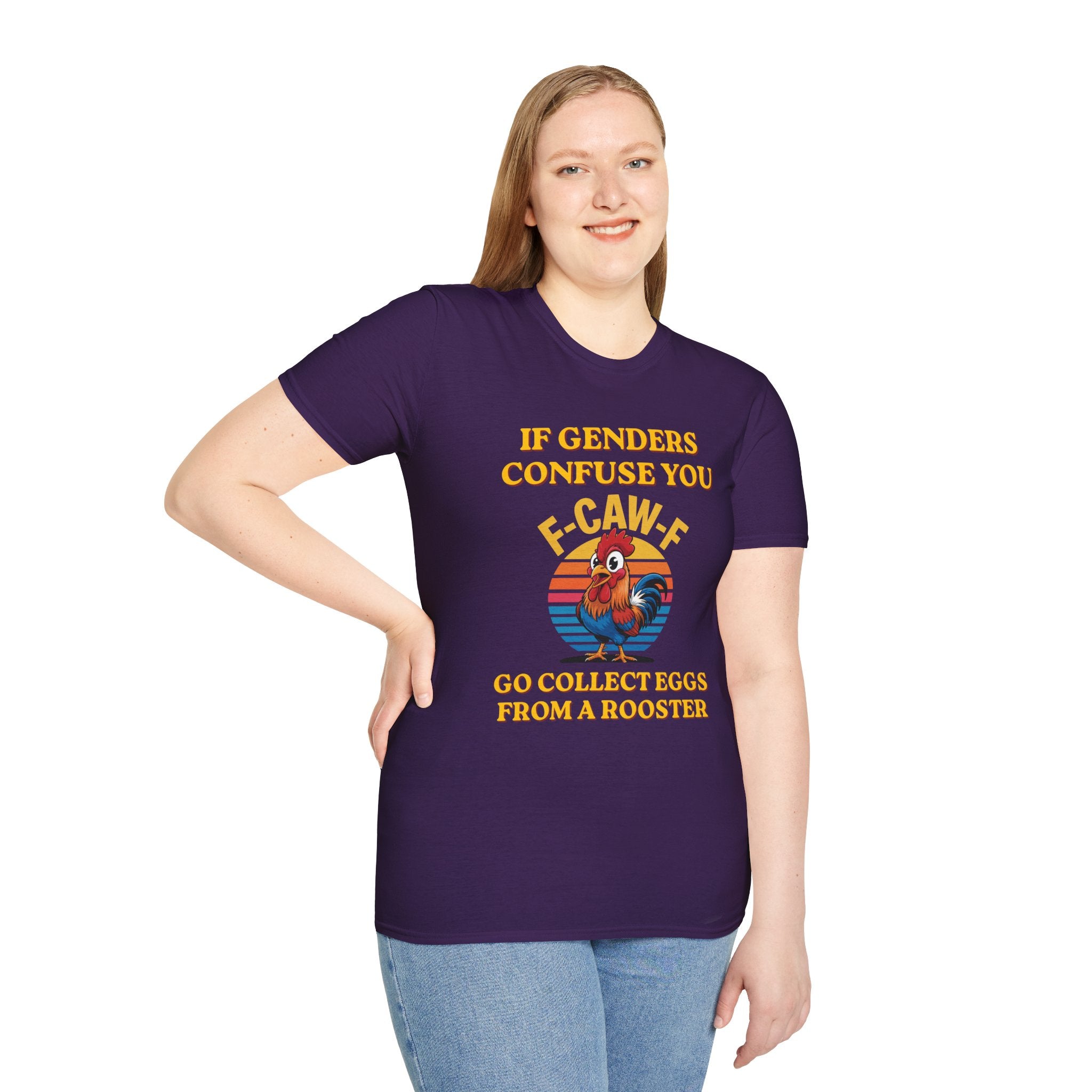 If Genders Confuse You T-Shirt — Funny Rooster "F‑Caw‑F" Graphic Tee