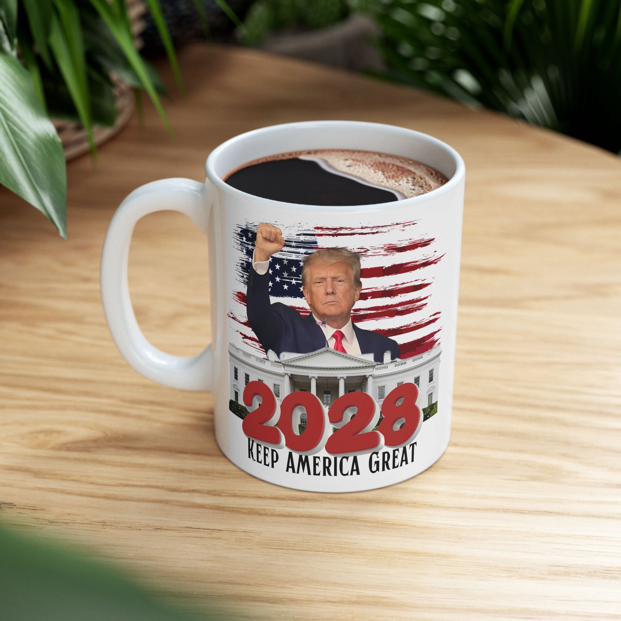 2028 Keep America Great Mug — Patriotic White Ceramic Coffee Cup (11oz, 15oz)