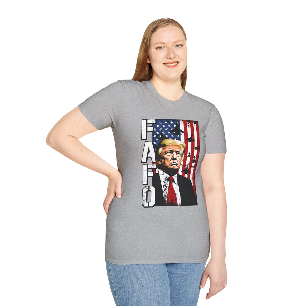 Trump Flag FAFO Graphic T-Shirt — MAGA Patriotic Portrait Tee