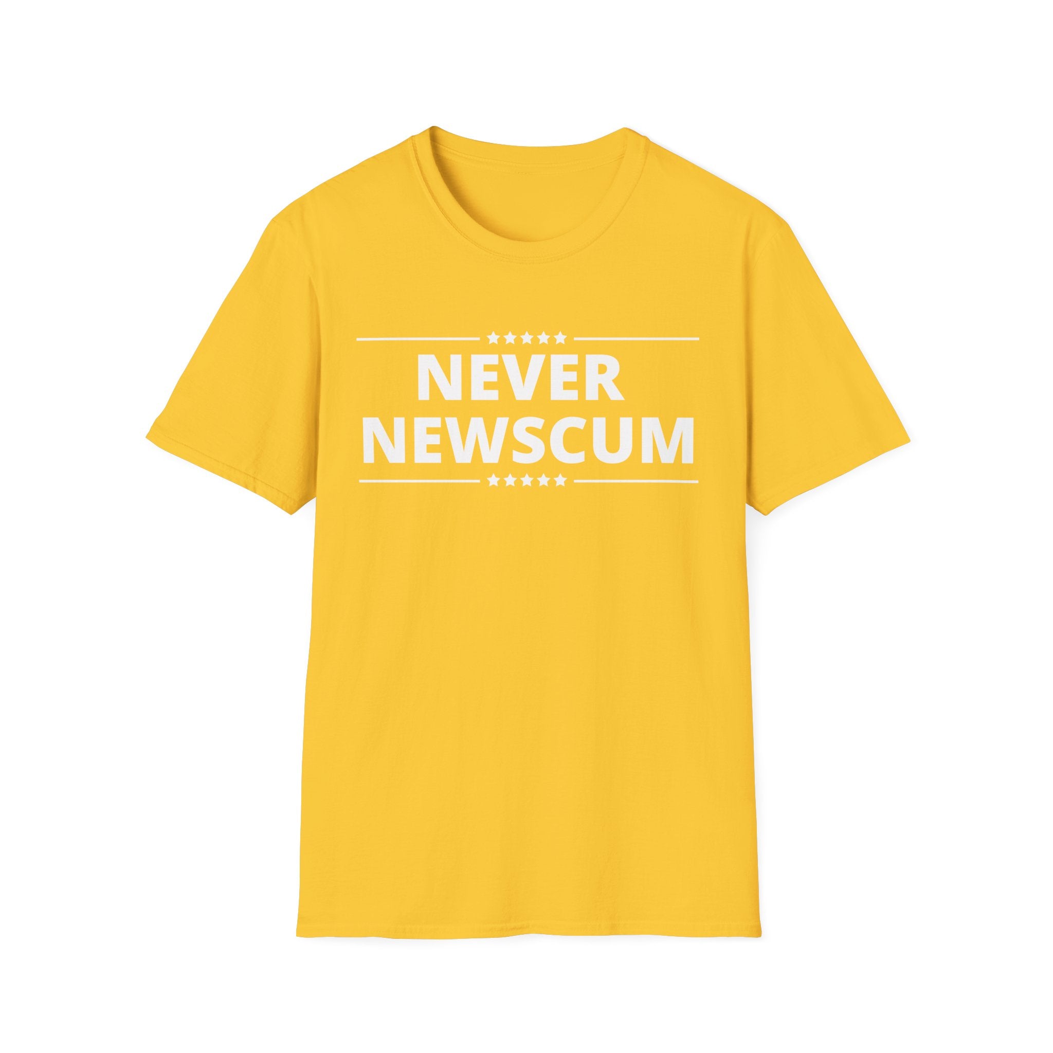 Never NewScum Mens Womans Softstyle T-Shirt, Funny Graphic Tee, Statement Shirt, Casual Wear, Gift for Friends, Political NeverNewScum.com