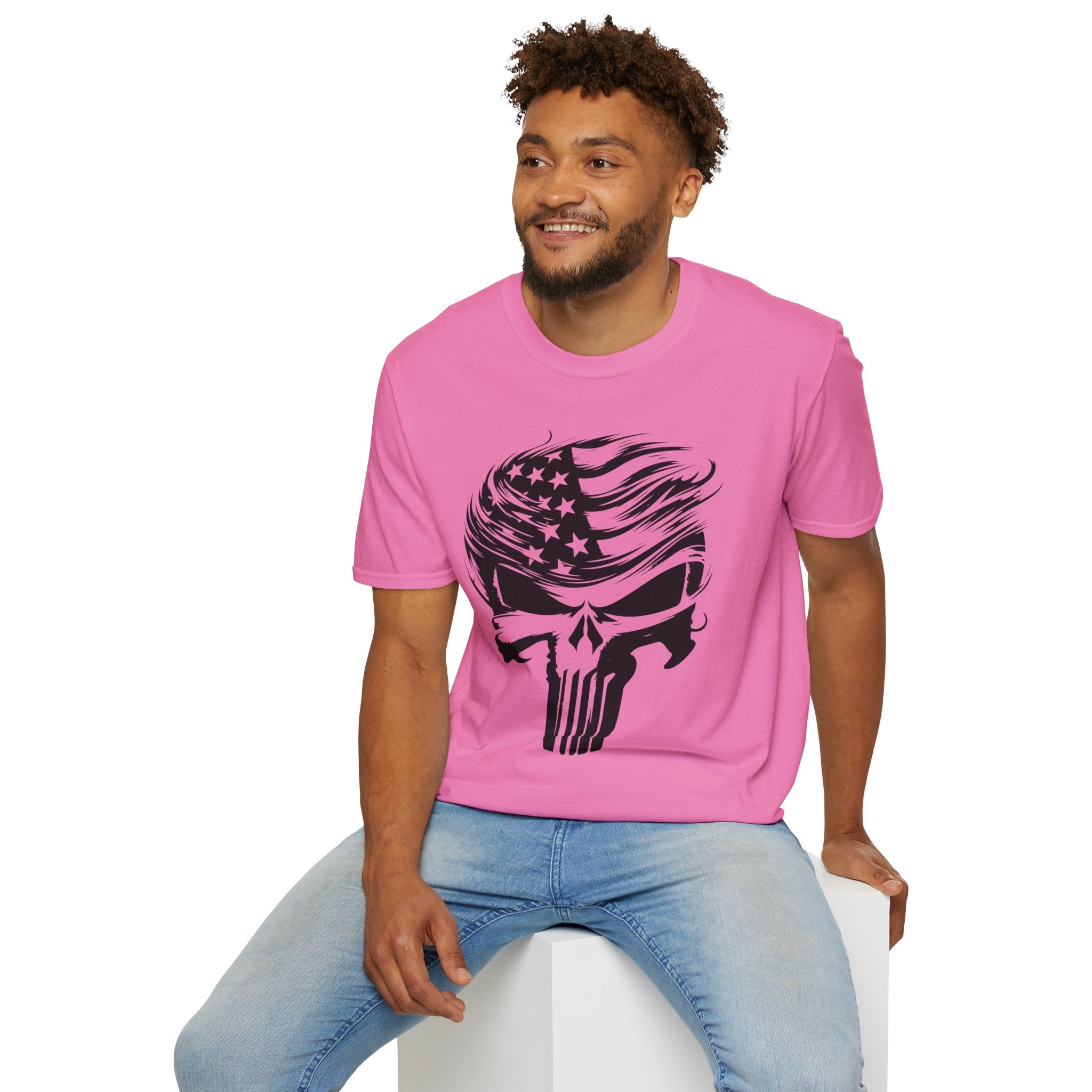 Punisher Patriotic Skull Graphic T-Shirt | Mens Womans  Softstyle Tee, Unique Gift, Casual Wear, Festival Apparel, Statement Shirt