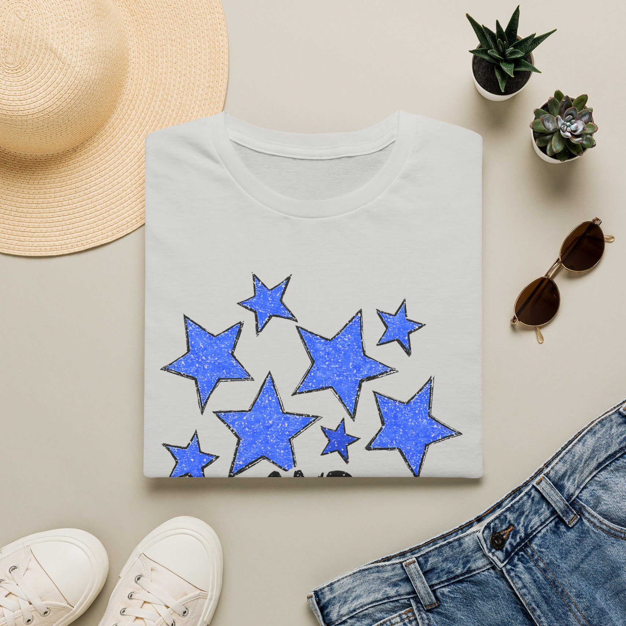 American Flag T-Shirt - Blue Stars & Stripes Patriotic Tee