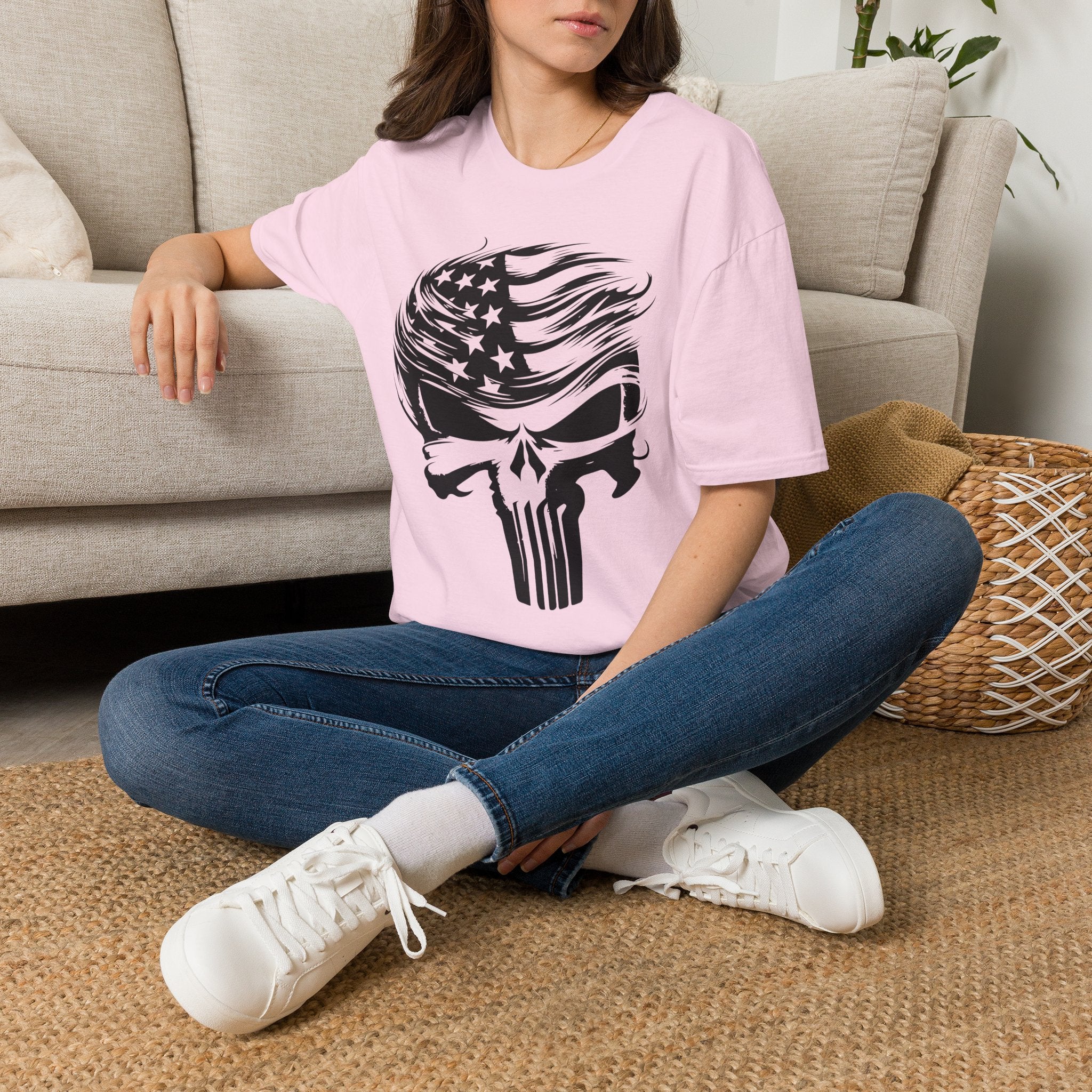 Punisher Patriotic Skull Graphic T-Shirt | Mens Womans  Softstyle Tee, Unique Gift, Casual Wear, Festival Apparel, Statement Shirt