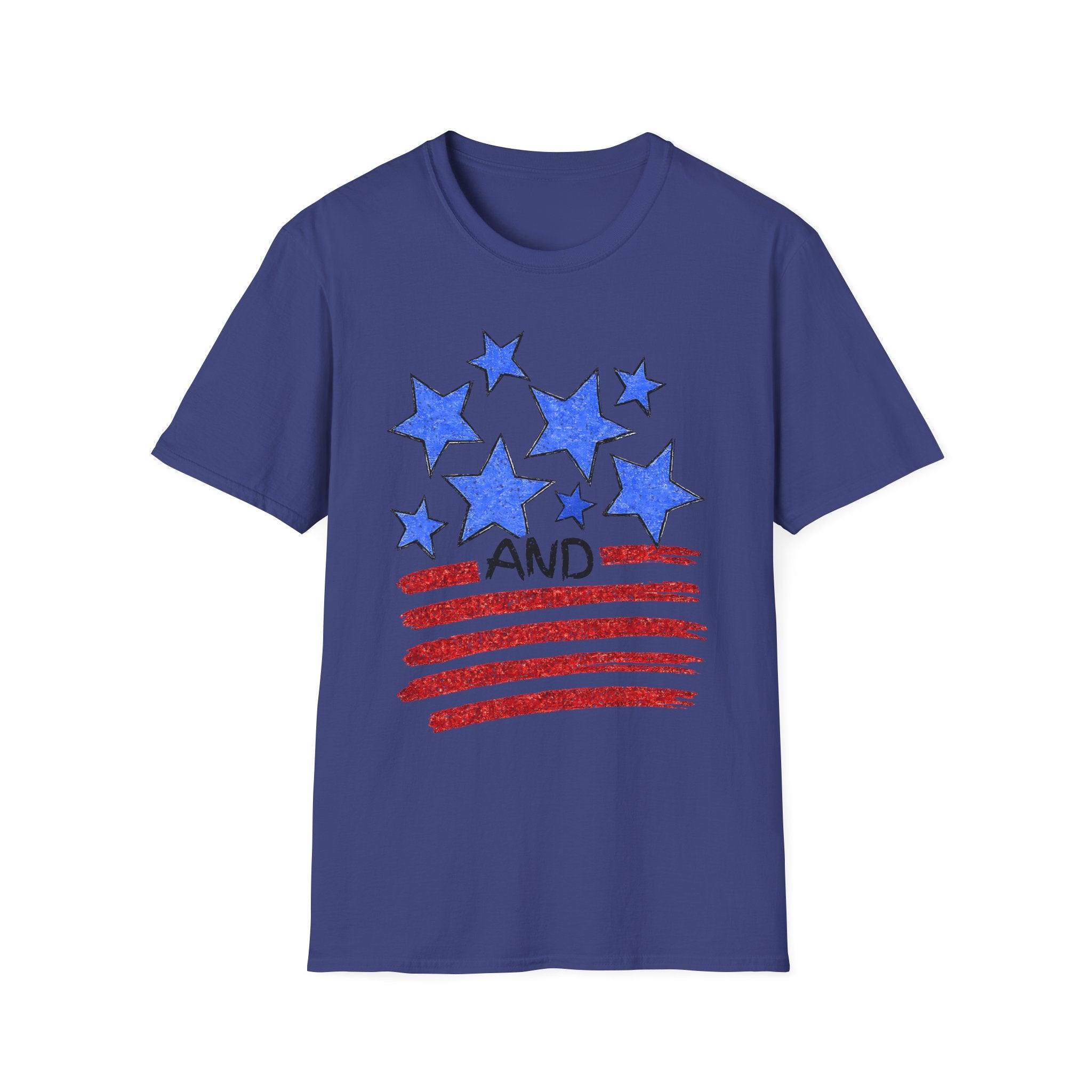 American Flag T-Shirt - Blue Stars & Stripes Patriotic Tee