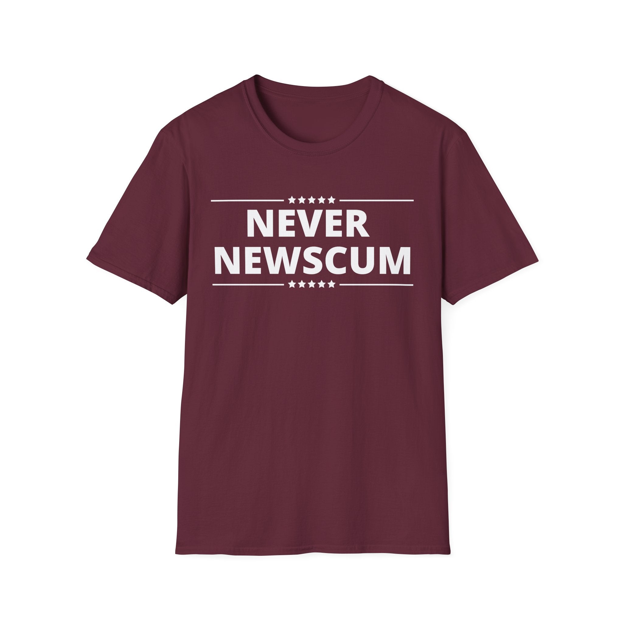 Never NewScum Mens Womans Softstyle T-Shirt, Funny Graphic Tee, Statement Shirt, Casual Wear, Gift for Friends, Political NeverNewScum.com