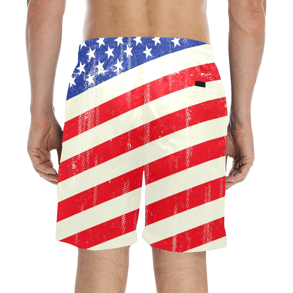 American Flag Men's Mid-Length Beach Shorts