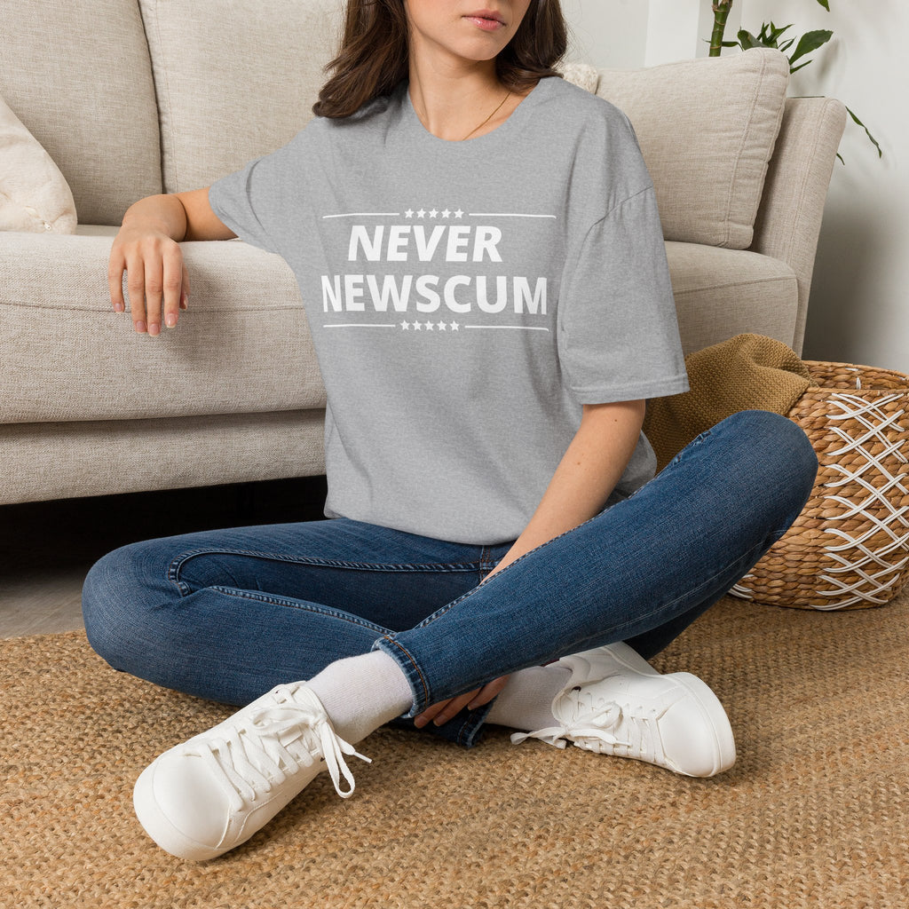 Never NewScum Mens Womans Softstyle T-Shirt, Funny Graphic Tee, Statement Shirt, Casual Wear, Gift for Friends, Political NeverNewScum.com