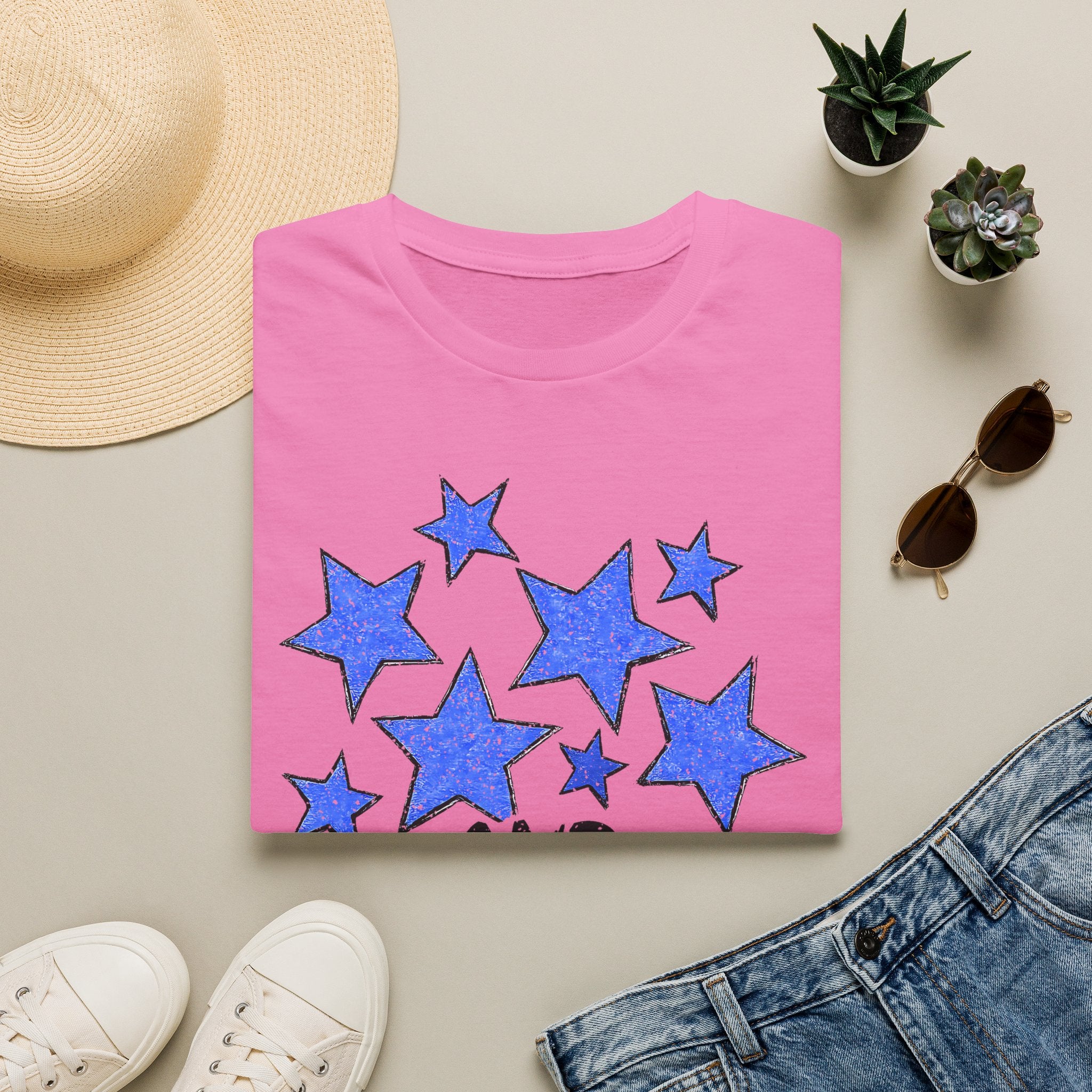 American Flag T-Shirt - Blue Stars & Stripes Patriotic Tee