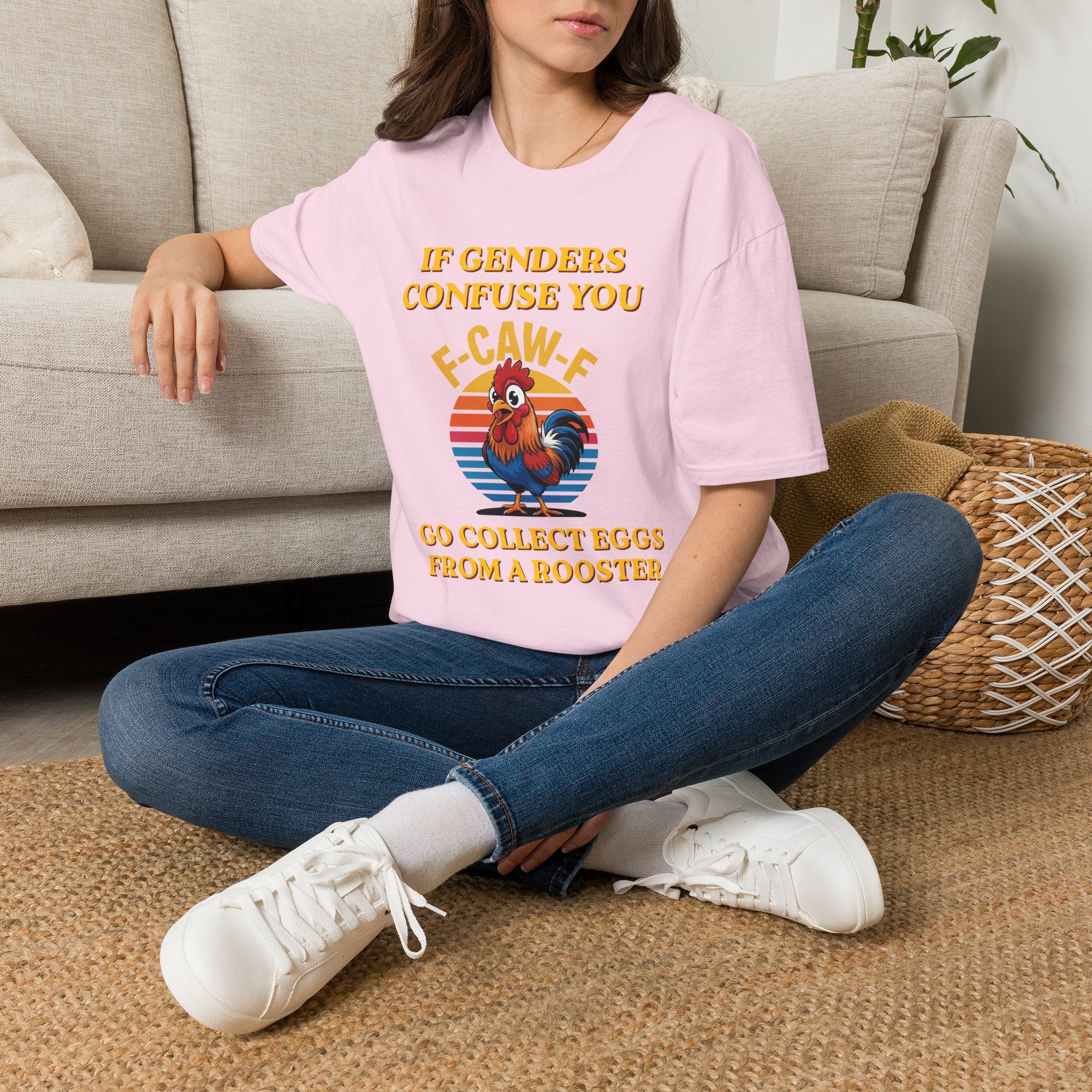 If Genders Confuse You T-Shirt — Funny Rooster "F‑Caw‑F" Graphic Tee