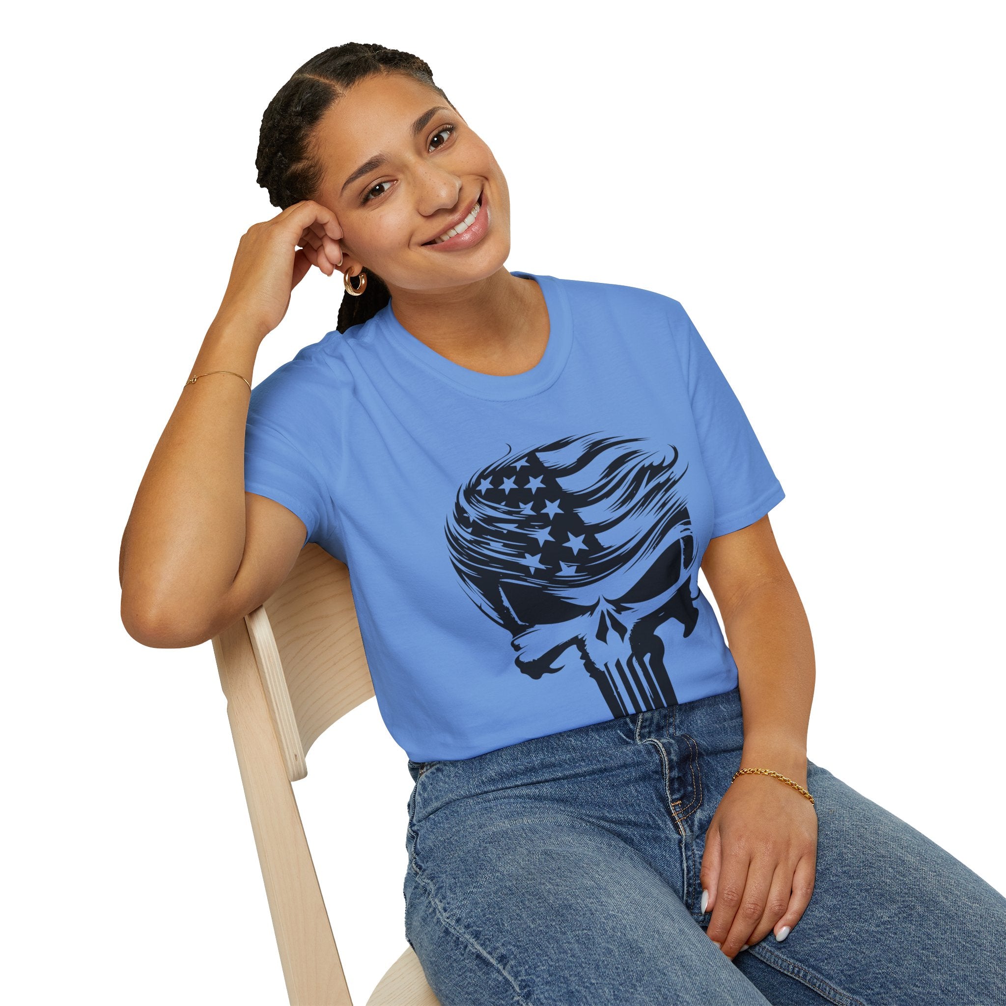 Punisher Patriotic Skull Graphic T-Shirt | Mens Womans  Softstyle Tee, Unique Gift, Casual Wear, Festival Apparel, Statement Shirt