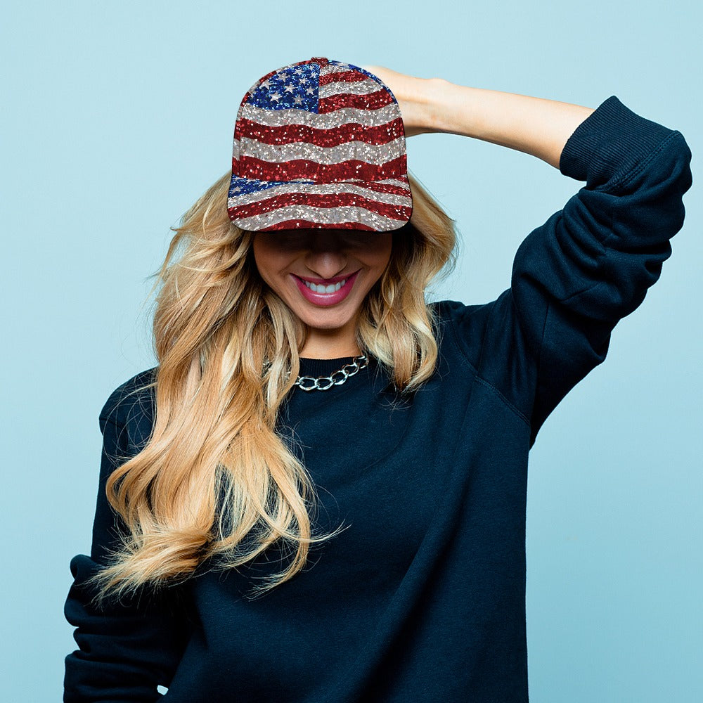 Stars and Strips Glittered Baseball Cap