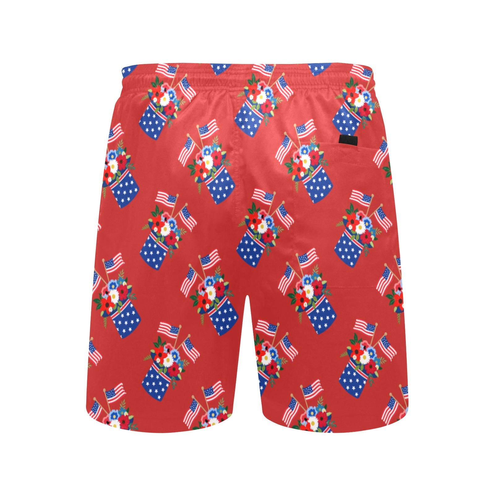 Red White and Blue Celebration Men's Mid-Length Beach Shorts Free Shipping USA