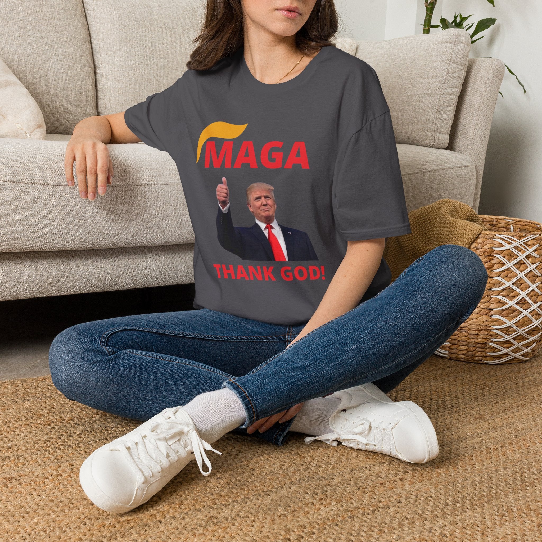 MAGA Thumbs-Up T-Shirt — "THANK GOD!" Political Statement Tee