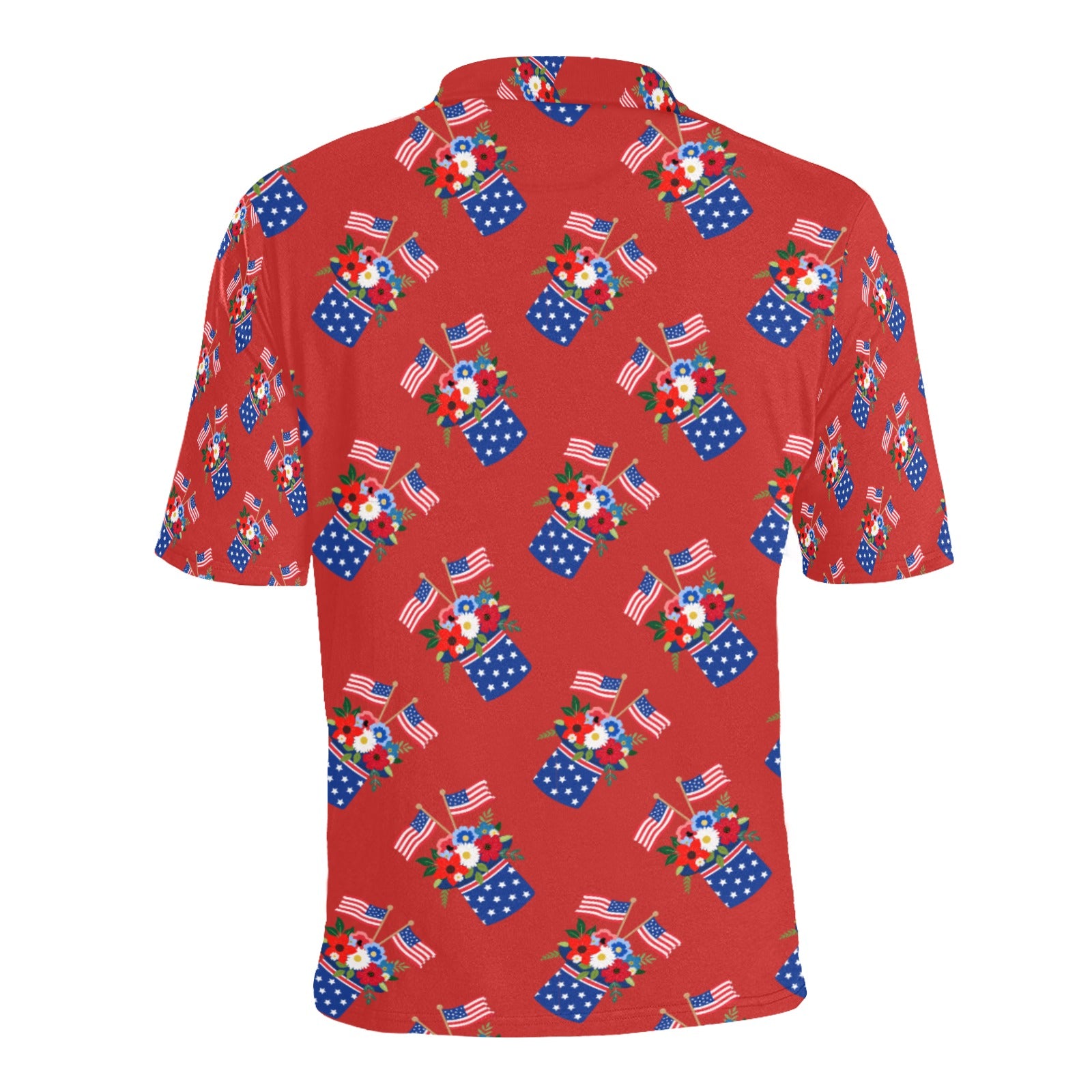 Red White Blue Celebration Men's All Over Print Polo Shirt Free Shipping USA