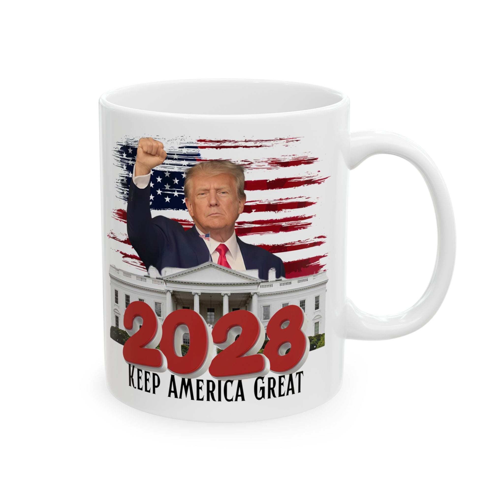 2028 Keep America Great Mug | Patriotic Flag White House Illustration #Trump