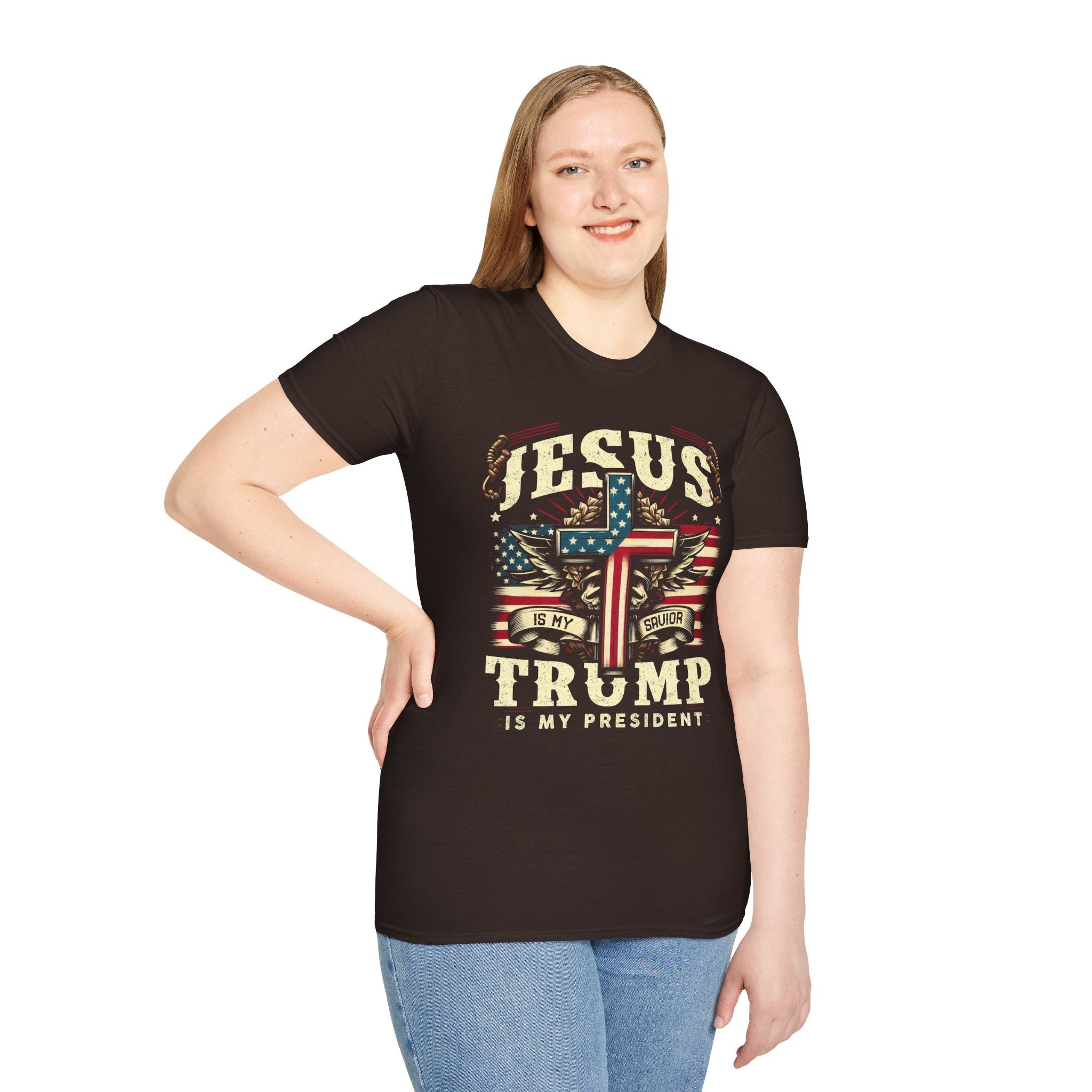 Jesus Is My Savior Christian T-Shirt — Patriotic Cross & Flag Design