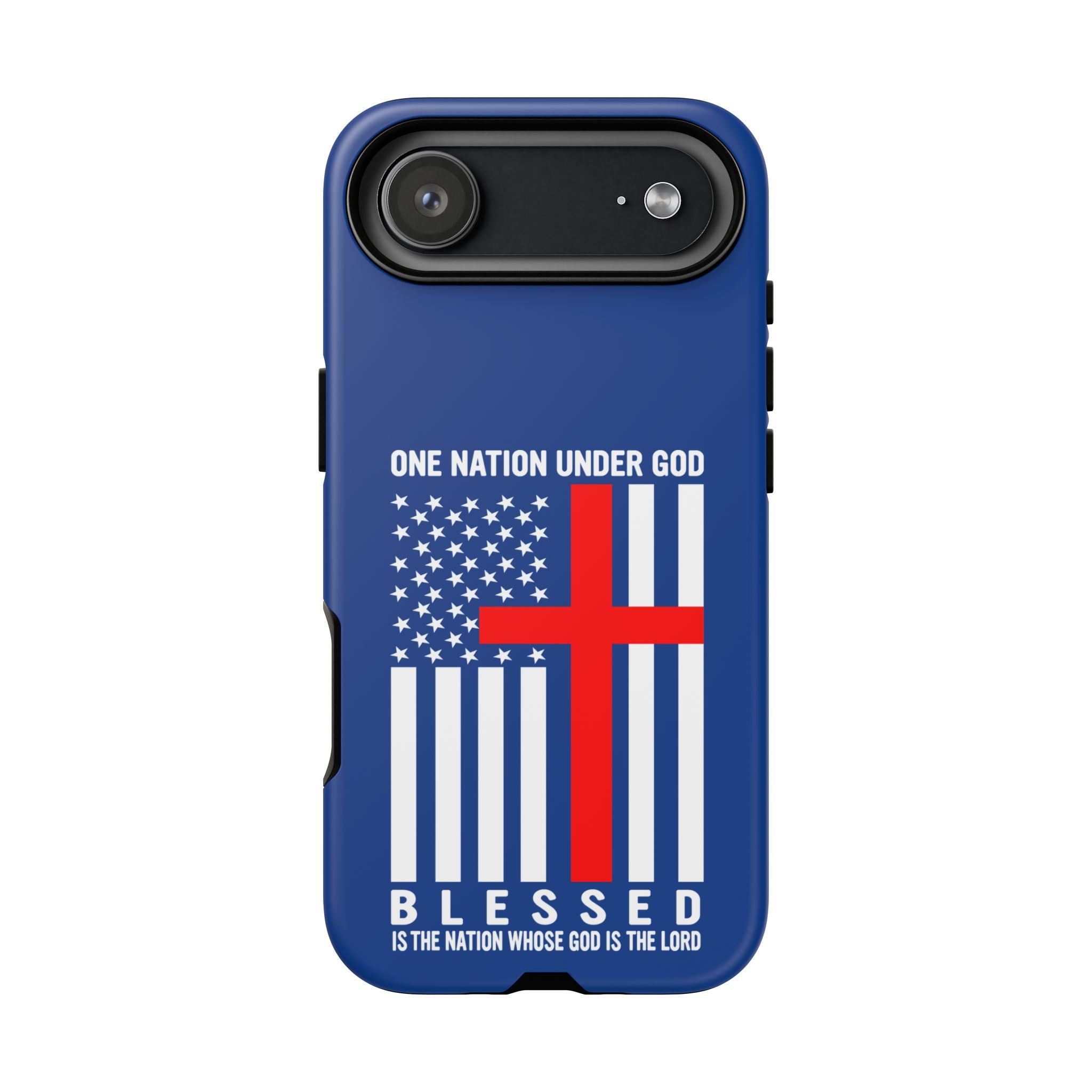 Patriotic Christian Phone Case - "One Nation Under God" Red Cross USA Flag