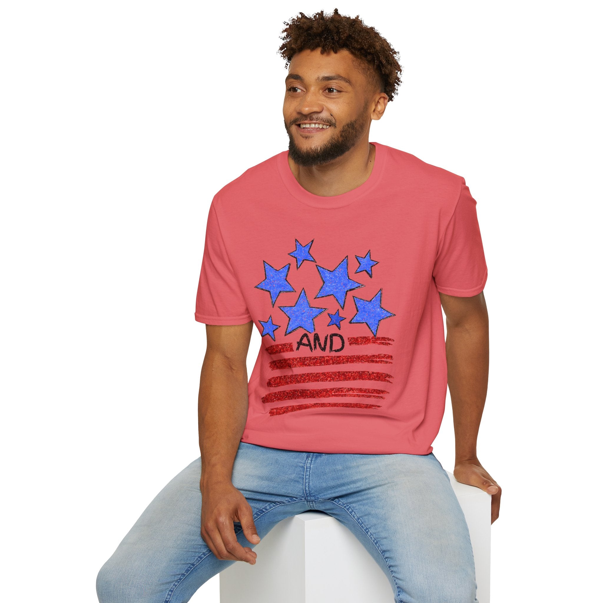 American Flag T-Shirt - Blue Stars & Stripes Patriotic Tee