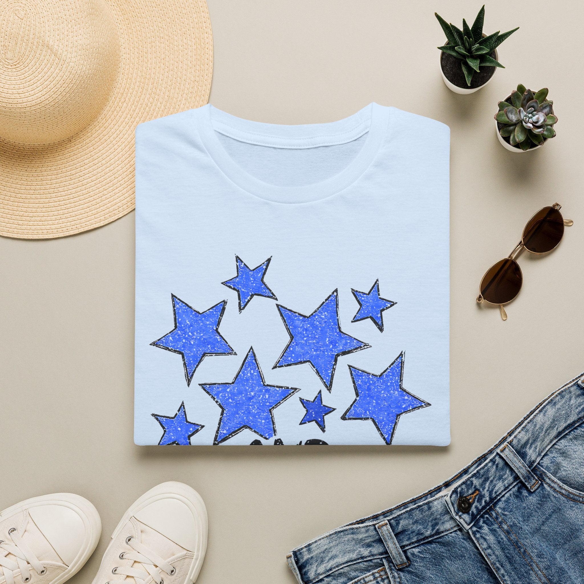 American Flag T-Shirt - Blue Stars & Stripes Patriotic Tee