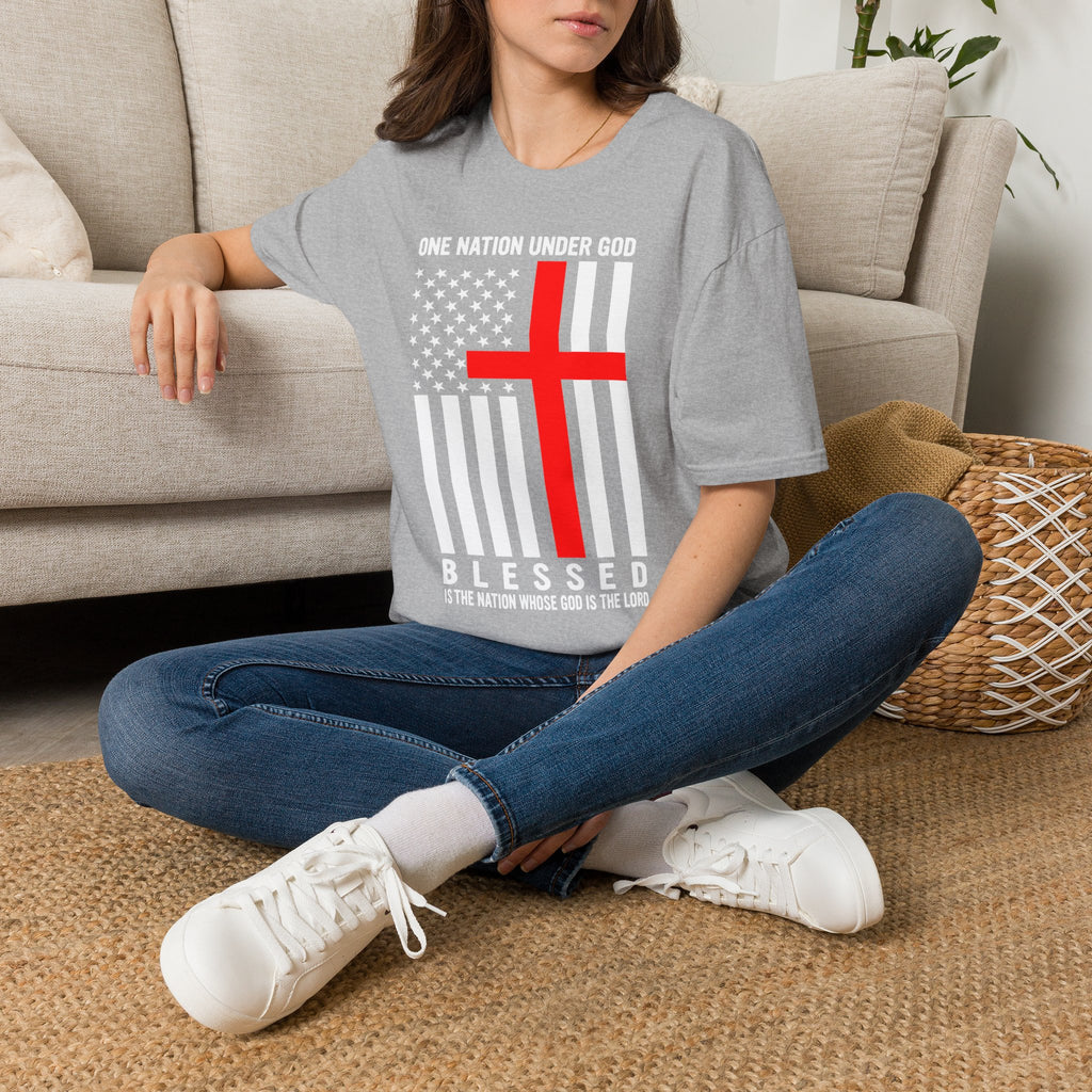 Christian Faith Mens Womans Softstyle T-Shirt | One Nation Under God | American Flag Tee | Religious Apparel | Inspirational Gift