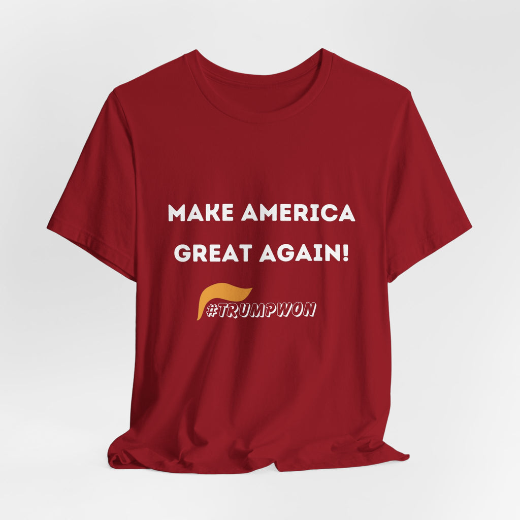 Make America Great Again #TrumpWon Mens Womans Jersey Short Sleeve Tee, Election Tee, Political Shirt, Patriotic Apparel, American Flag Clothing