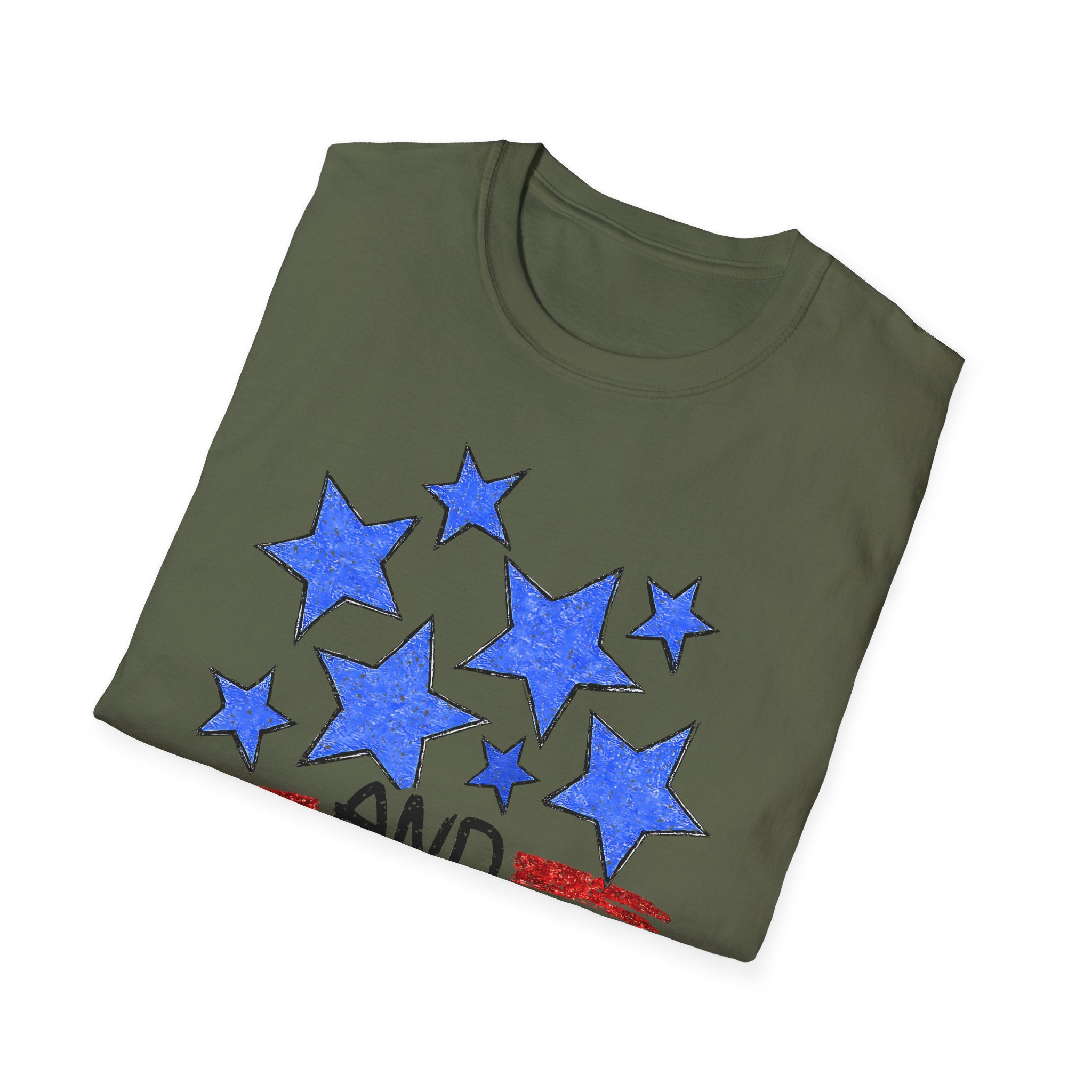 American Flag T-Shirt - Blue Stars & Stripes Patriotic Tee