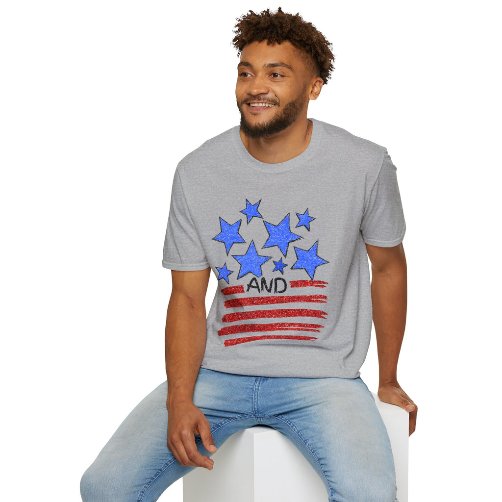 American Flag T-Shirt - Blue Stars & Stripes Patriotic Tee