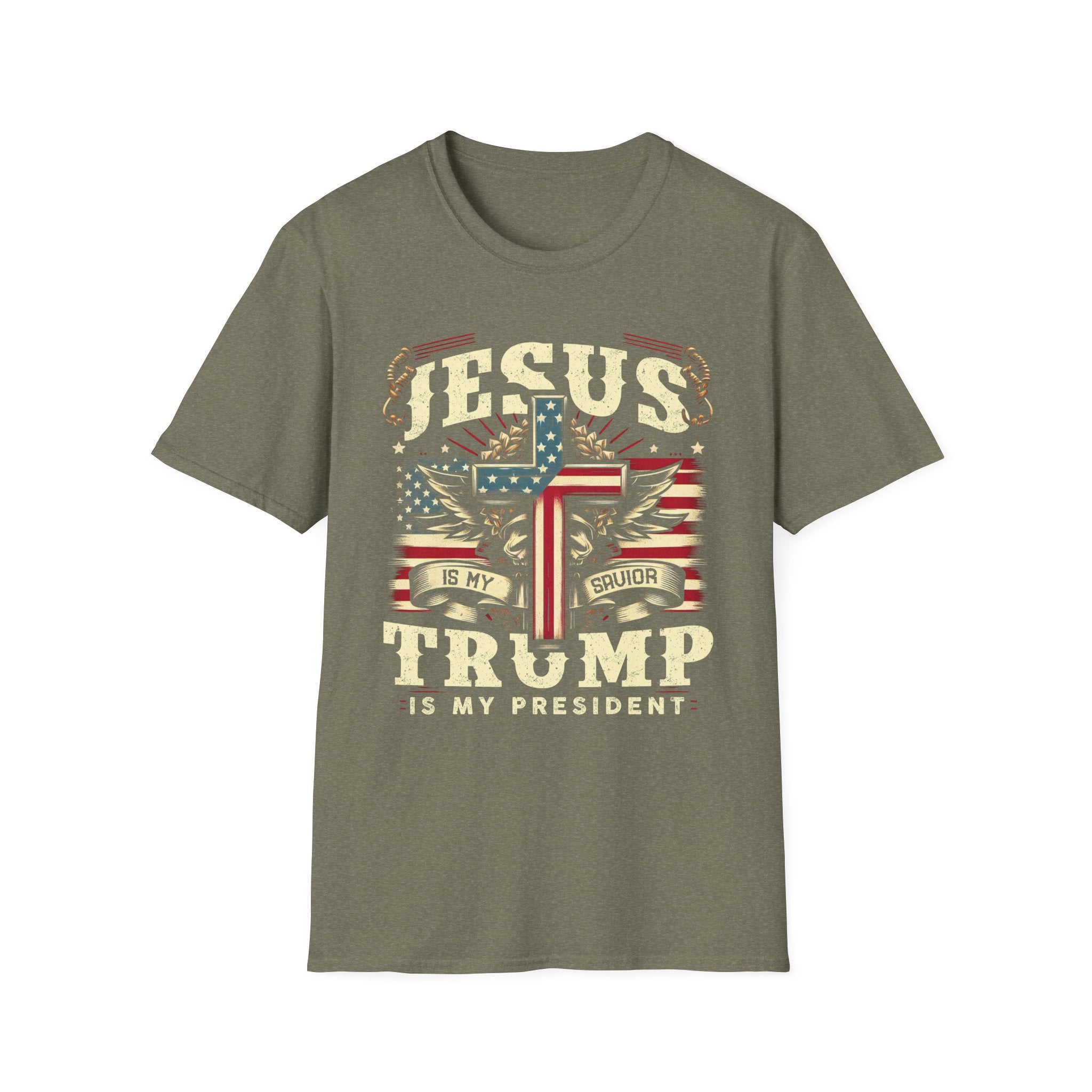 Jesus Is My Savior Christian T-Shirt — Patriotic Cross & Flag Design