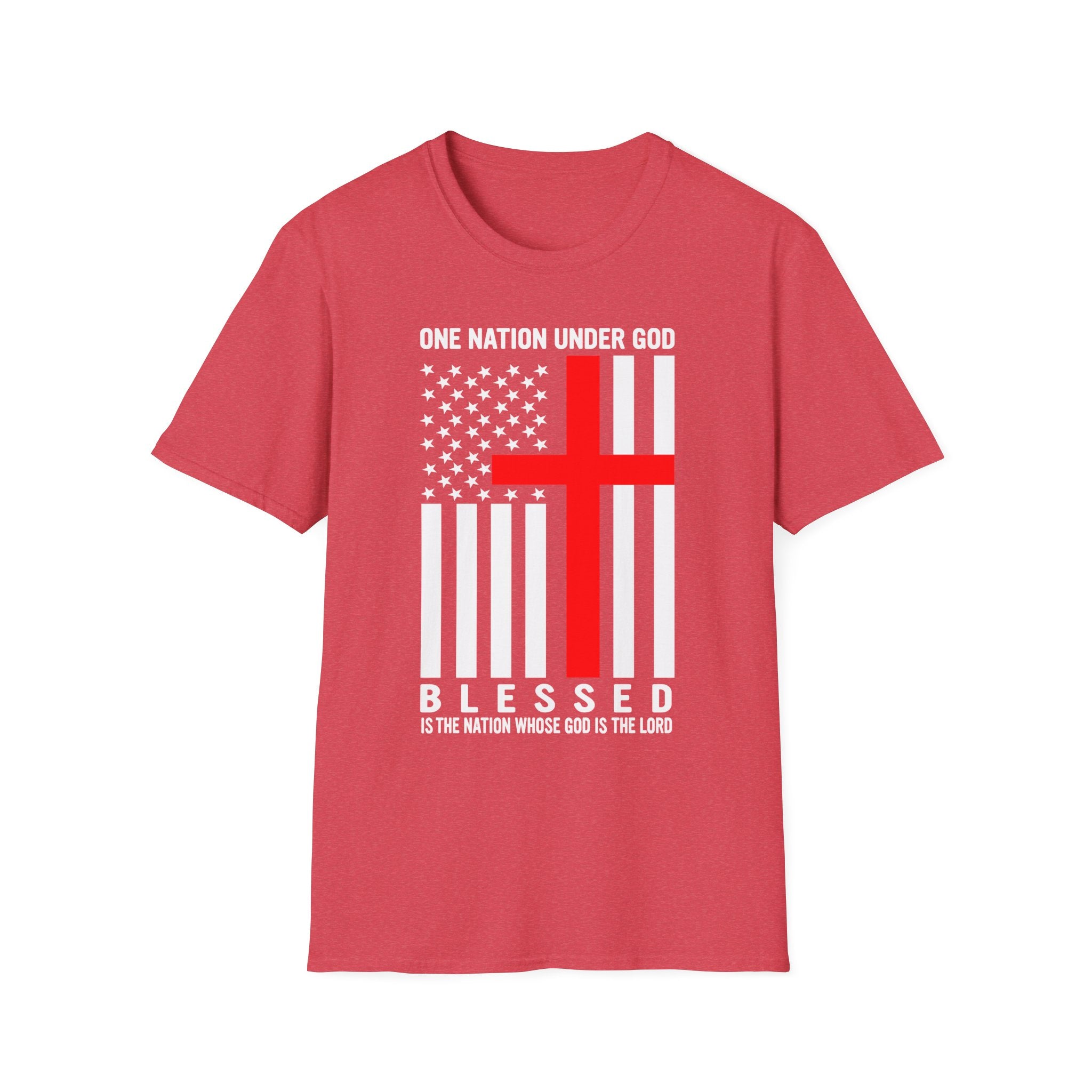 Christian Faith Mens Womans Softstyle T-Shirt | One Nation Under God | American Flag Tee | Religious Apparel | Inspirational Gift