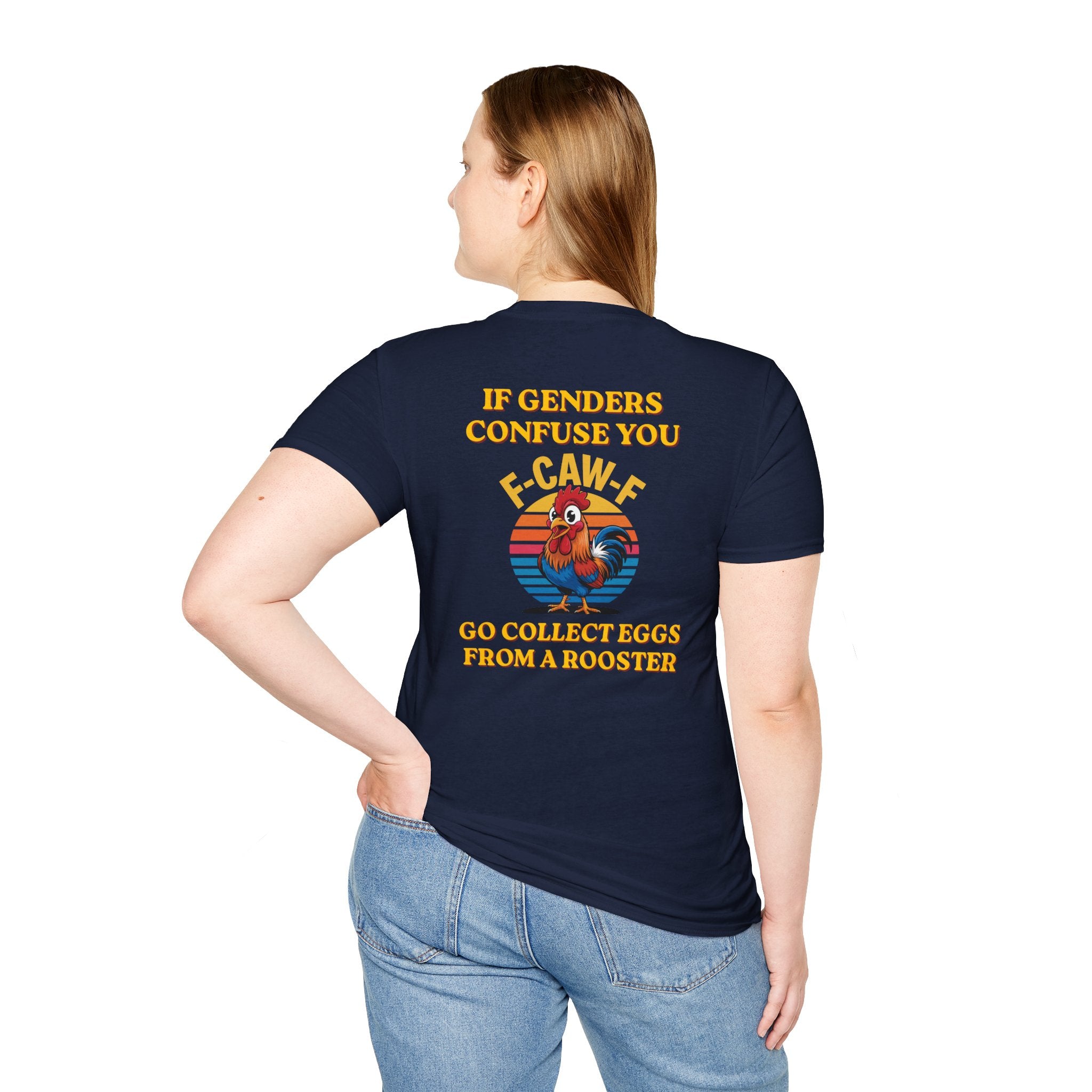 If Genders Confuse You T-Shirt — Funny Rooster "F‑Caw‑F" Graphic Tee