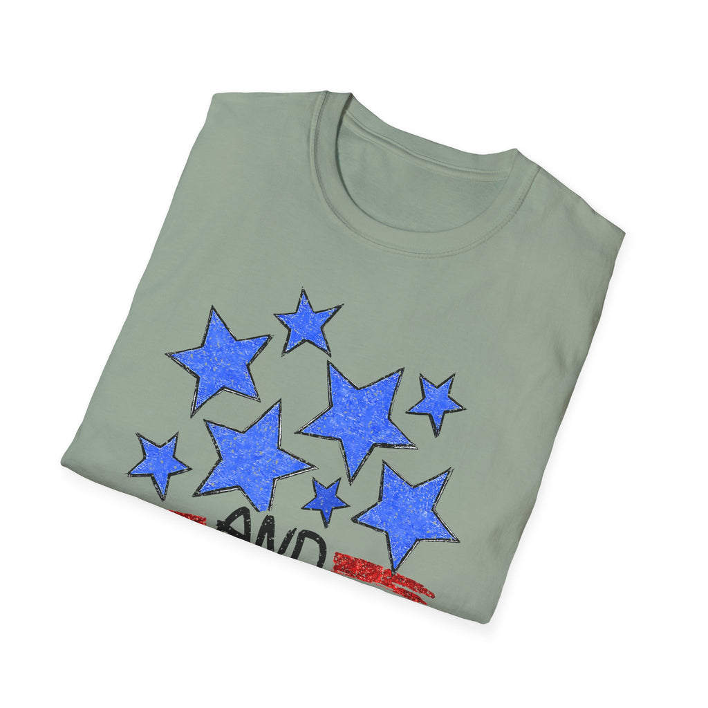 American Flag T-Shirt - Blue Stars & Stripes Patriotic Tee