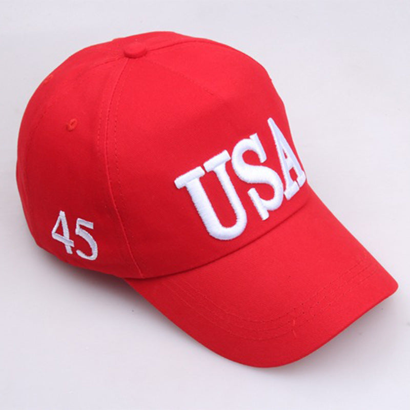 Trump baseball cap Amazon best seller Trump hat US election 3D embroidery USA hat logo embroidery (45 on Left Side)