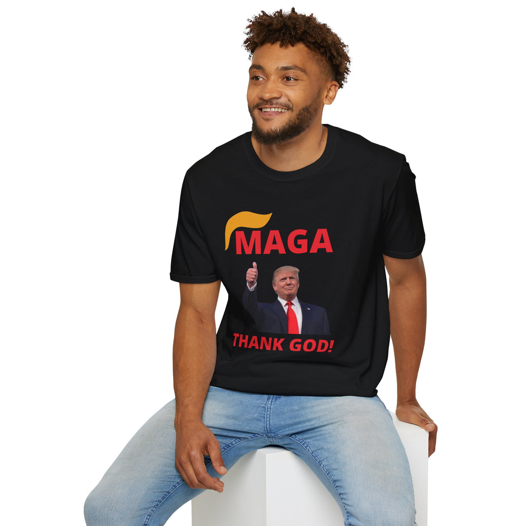 MAGA Thumbs-Up T-Shirt — "THANK GOD!" Political Statement Tee