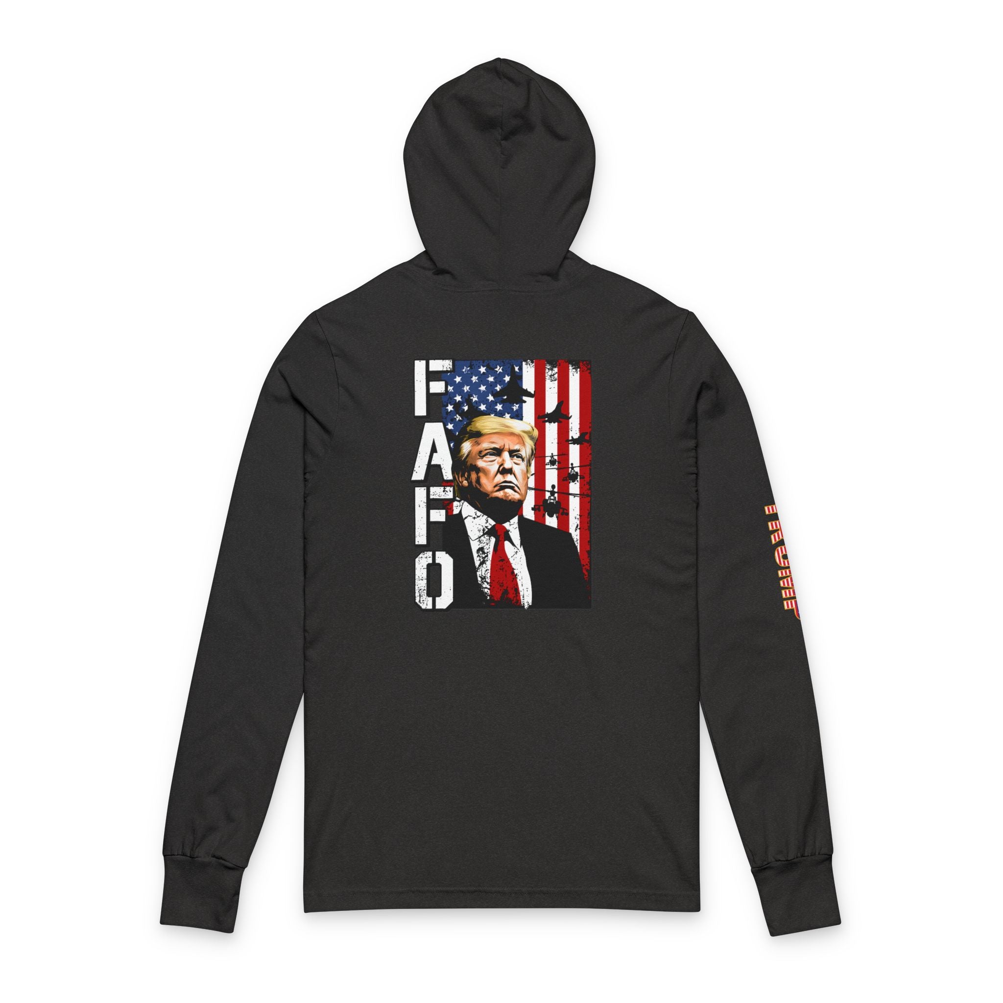 FAFO Flag Portrait Hoodie Style Long Sleeve Tee | Political Portrait, Patriotic American Flag (printed 4 places)